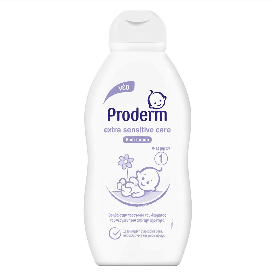 Proderm Extra Sensitive Care Rich Lotion Ενυδατική Βρεφική Κρέμα που Προστατεύει το Δέρμα από την Ξηρότητα, 0-12 Μηνών 200ml