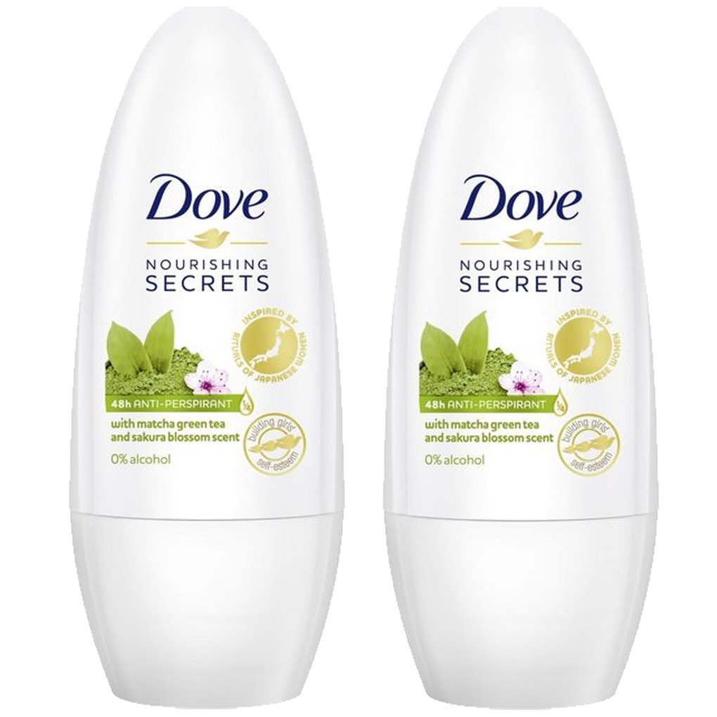 Dove Πακέτο Προσφοράς Nourishing Secrets 48h Anti-Perspirant Roll-on with Matcha Green Tea & Sakura Blossom Scent Αποσμητικό Roll-on με Άρωμα Τσάι Matcha & Άνθους Sakura 2x50ml 1+1 Δώρο
