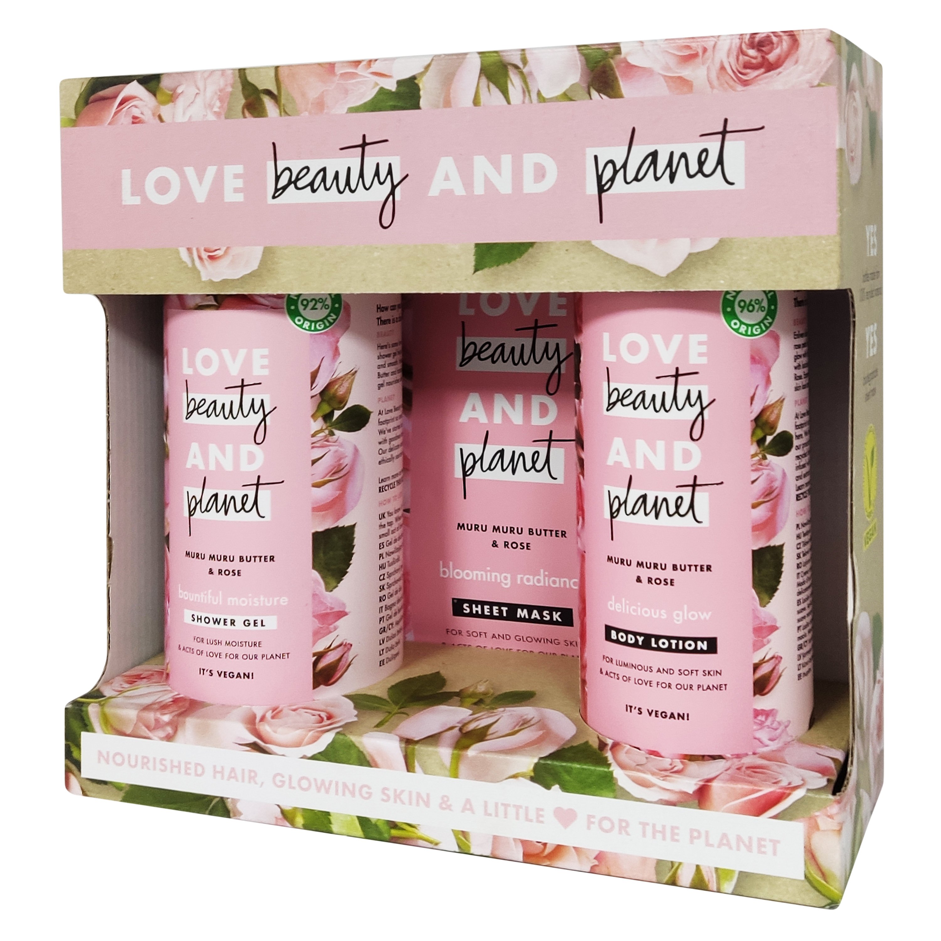 Love Beauty & Planet Muru Muru Butter & Rose Πακέτο Προσφοράς Shower Gel 500ml & Body Lotion 400ml & Sheet Mask 1x21ml