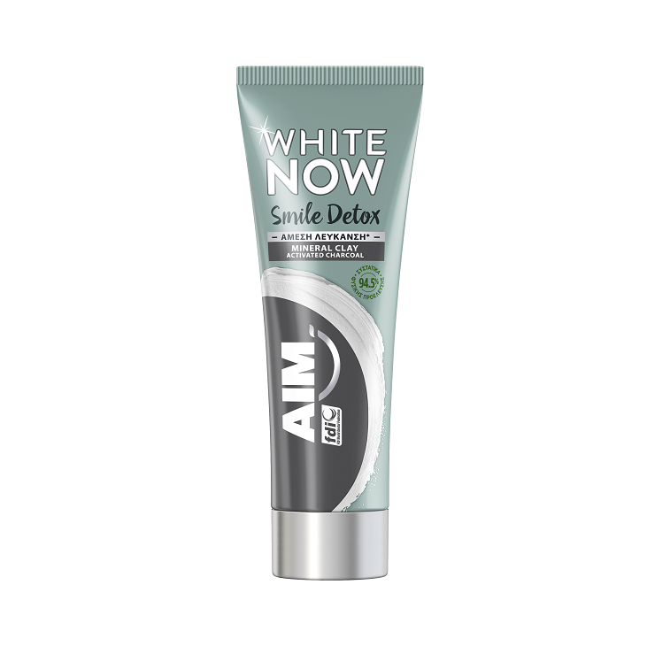 Aim White Now Smile Detox Charcoal Οδοντόκρεμα Προσφέρει Άμεσα Λευκότερο Χαμόγελο 75ml
