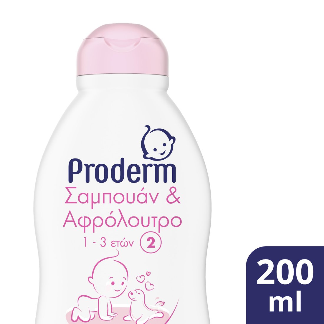 Proderm Proderm Shampoo & Shower Baby Σαμπουάν & Αφρόλουτρο Νο.2 για Παιδιά από 1 έως 3 Χρονών για Ήπιο & Απαλό Καθαρισμό 200ml