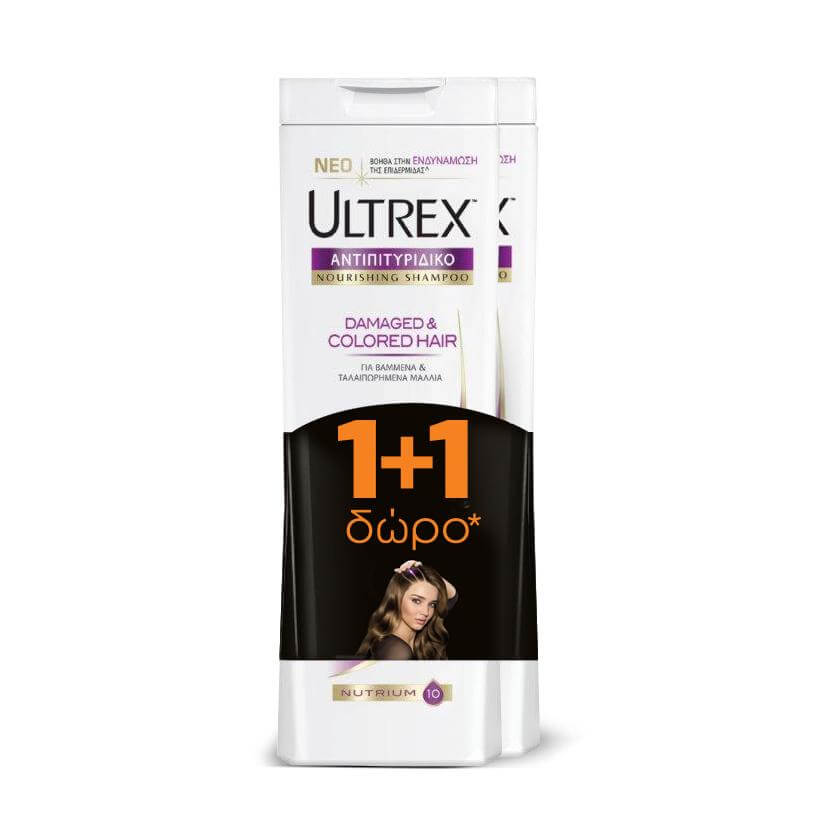 Ultrex Σαμπουάν Γυναικείο Bαμμένα Μαλλιά 2x400ml Πακέτο 1+1