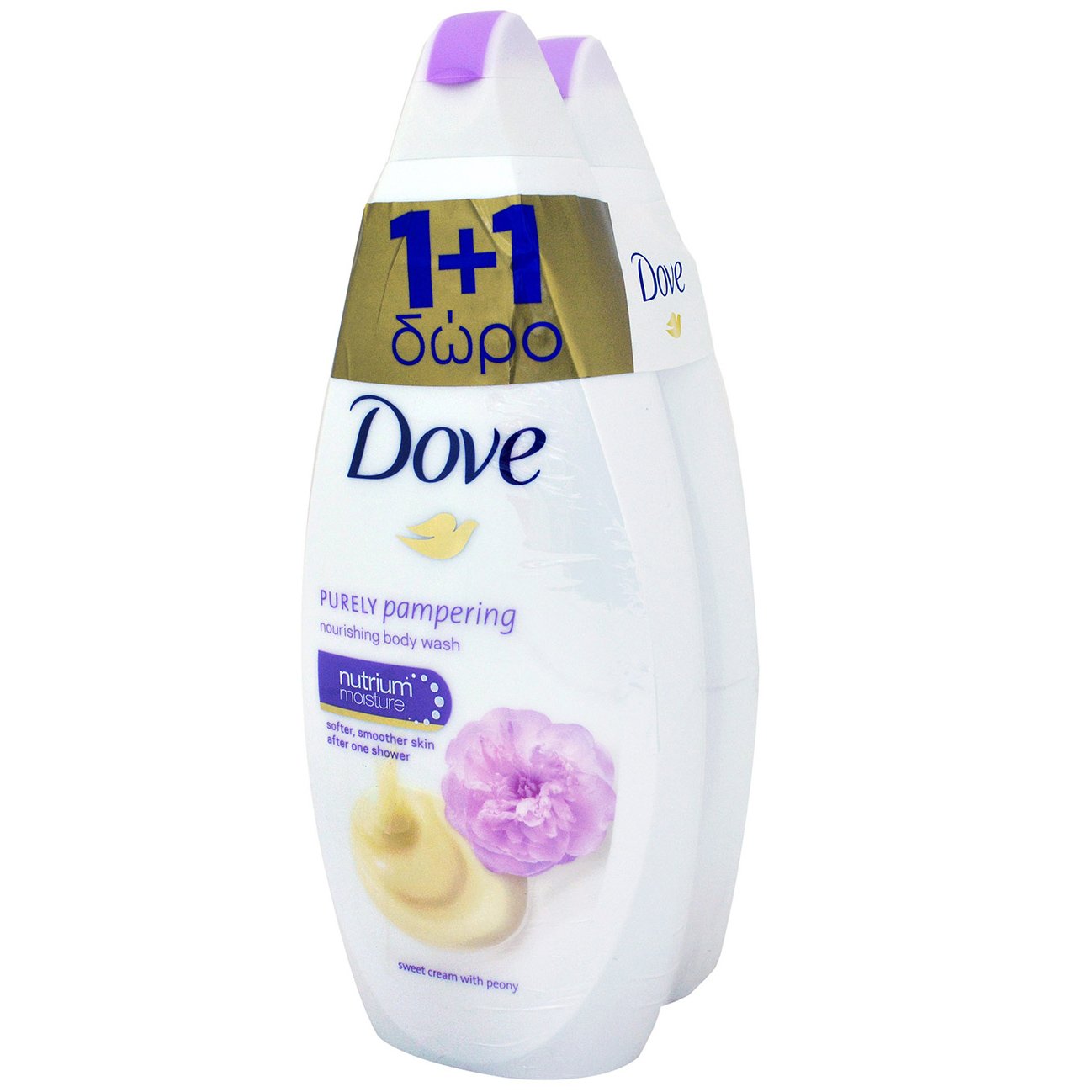 Dove Πακέτο Προσφοράς Purely Pampering Sweet Cream & Peony Body Wash Αφρόλουτρο για πιο Λεία Επιδερμίδα 2x750ml 1+1 Δώρο