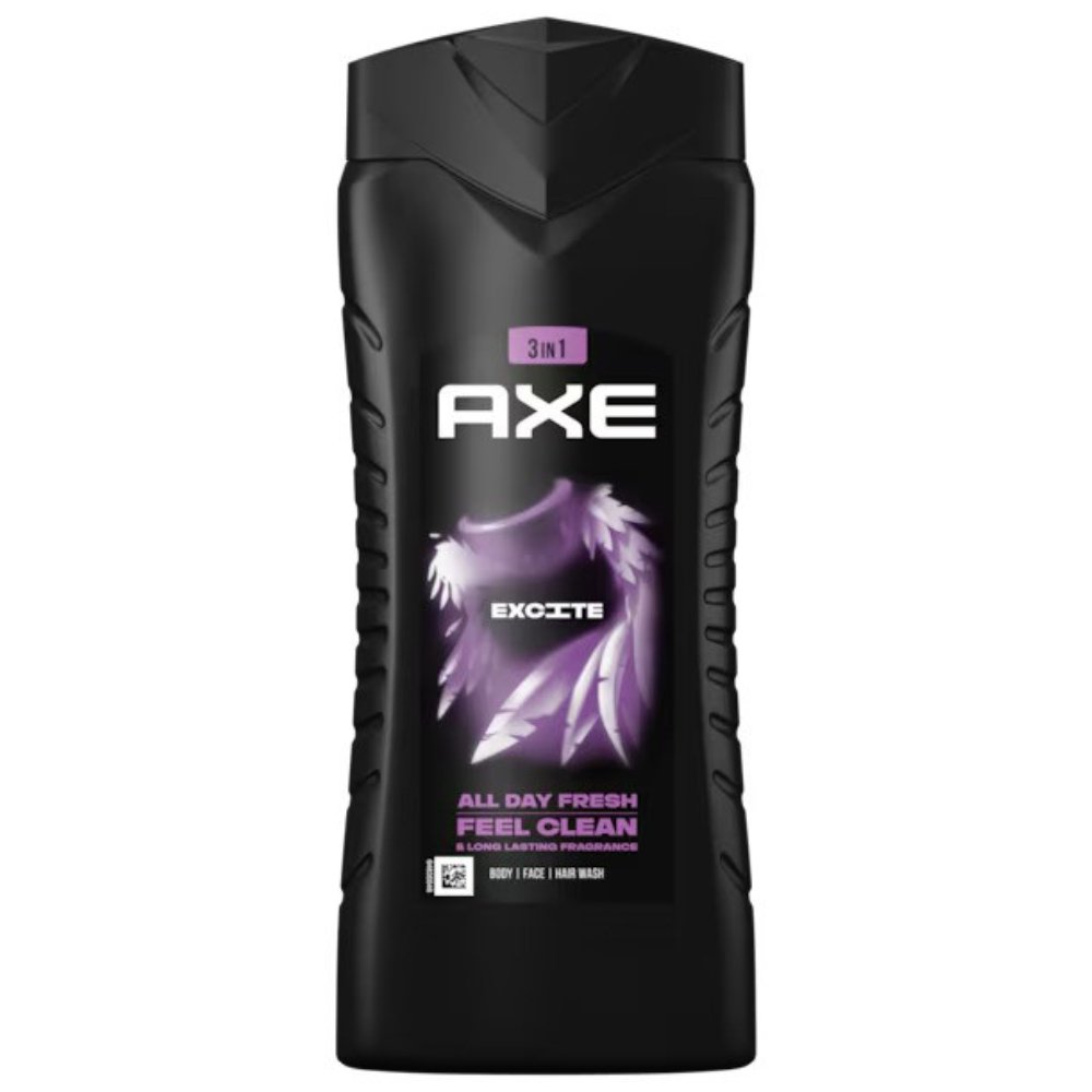 Axe Axe Excite All Day Fresh 3in1 Body, Face & Hair Wash Ενυδατικό Αφρόλουτρο Προσώπου, Σώματος & Μαλλιών για Άνδρες με Άρωμα Φρεσκάδας 400ml