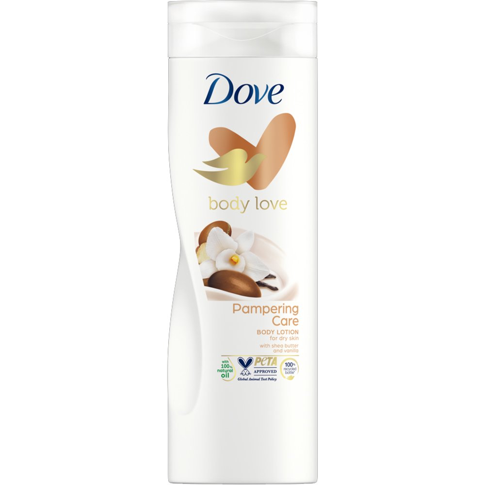 Dove Body Love Pampering Care Body Lotion Ενυδατική Λοσιόν Σώματος Ιδανική για Ξηρές Επιδερμίδες με Βούτυρο Καριτέ & Βανίλια 400ml