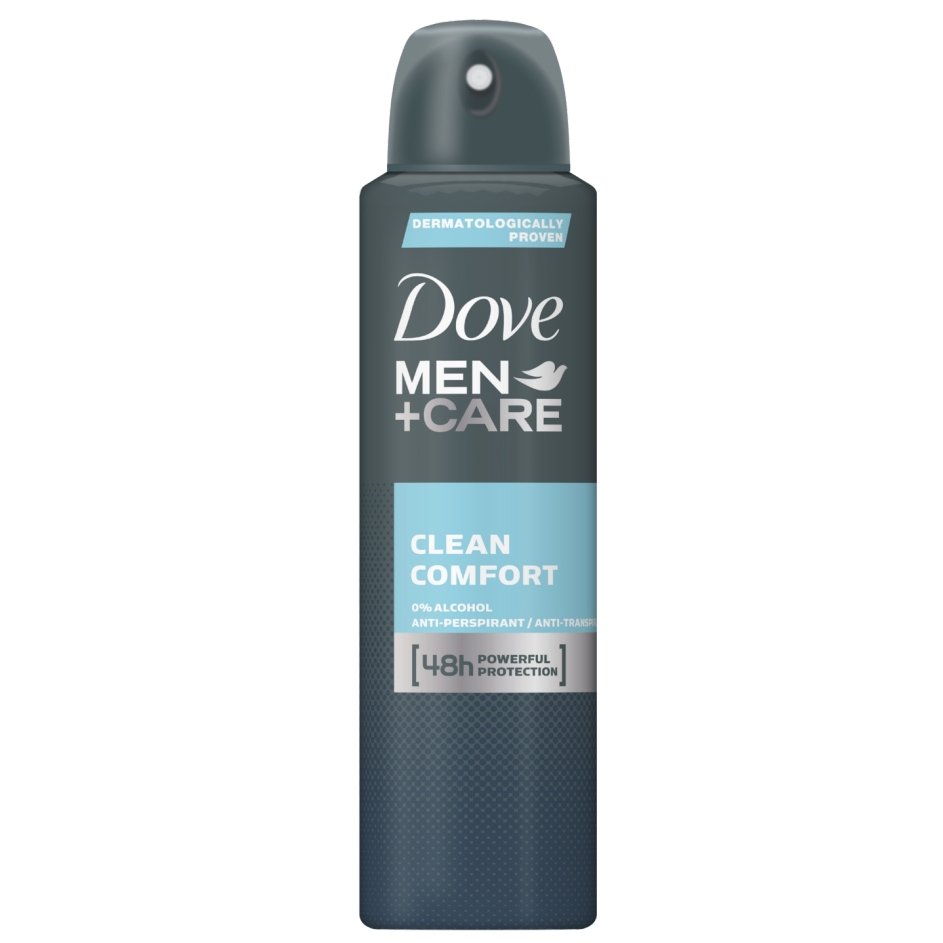 Dove Deo Spray Men Care Clean Comfort Ανδρικό Αποσμητικό για Δυνατή Προστασία Κατά του Ιδρώτα & Διακριτικό Άρωμα Όλη Μέρα 150ml