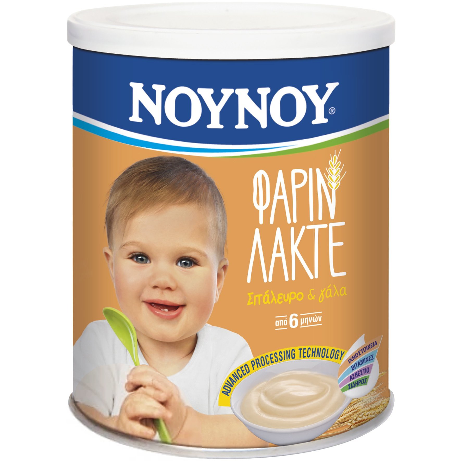 Nounou Nounou Φαρίν Λακτέ Σιτάλευρο & Γάλα Κρέμα από Σιτάλευρο & Γάλα με Βιταμίνες, Σίδηρο & Μεταλλικά Στοιχεία για Βρέφη από 6 Μηνών 300gr