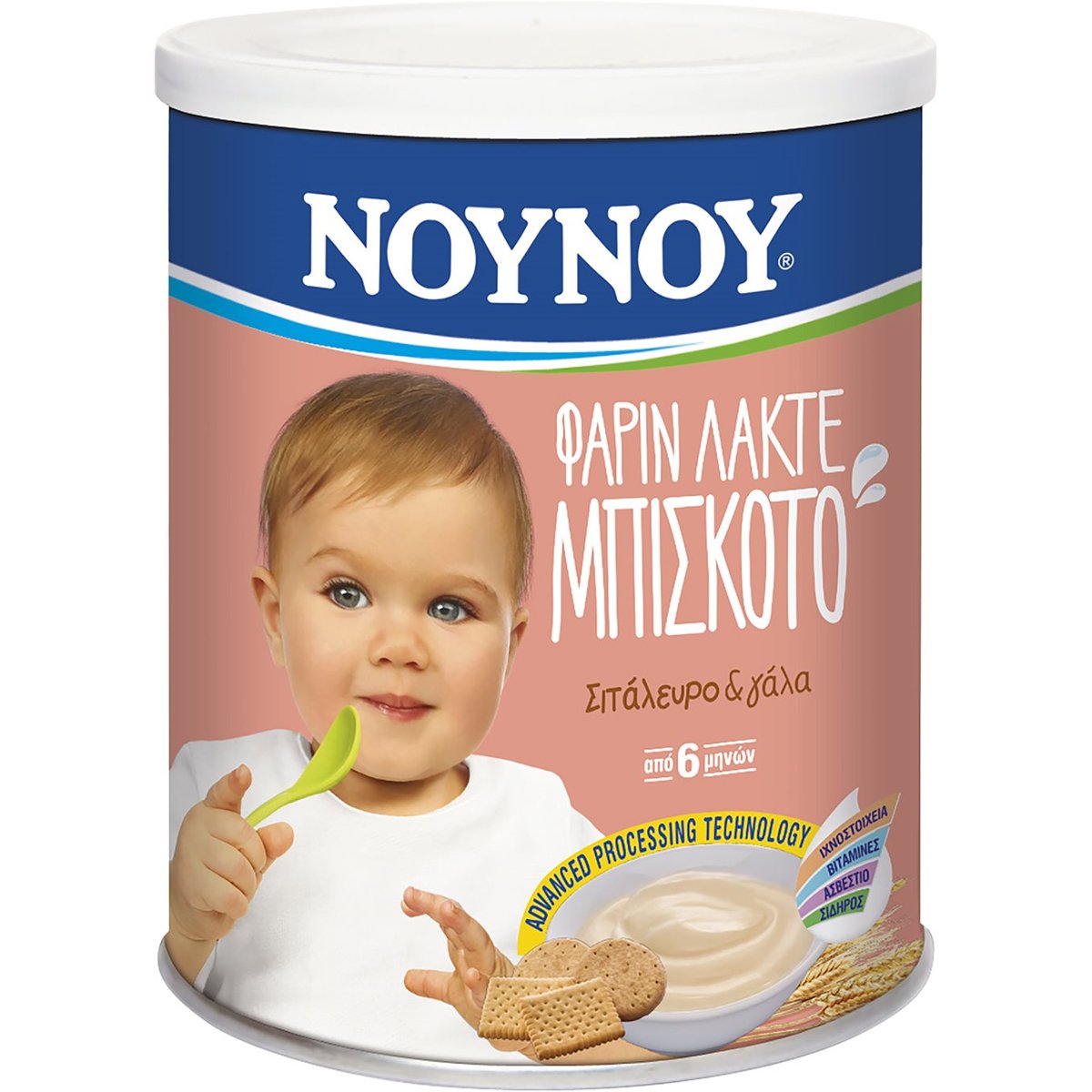 Nounou Nounou Φαρίν Λακτέ Μπισκότο 6m+ Κρέμα από Σιτάλευρο & Γάλα με Βιταμίνες, Σίδηρο & Μεταλλικά Στοιχεία με Γεύση Μπισκότο για Βρέφη από 6 Μηνών 300gr