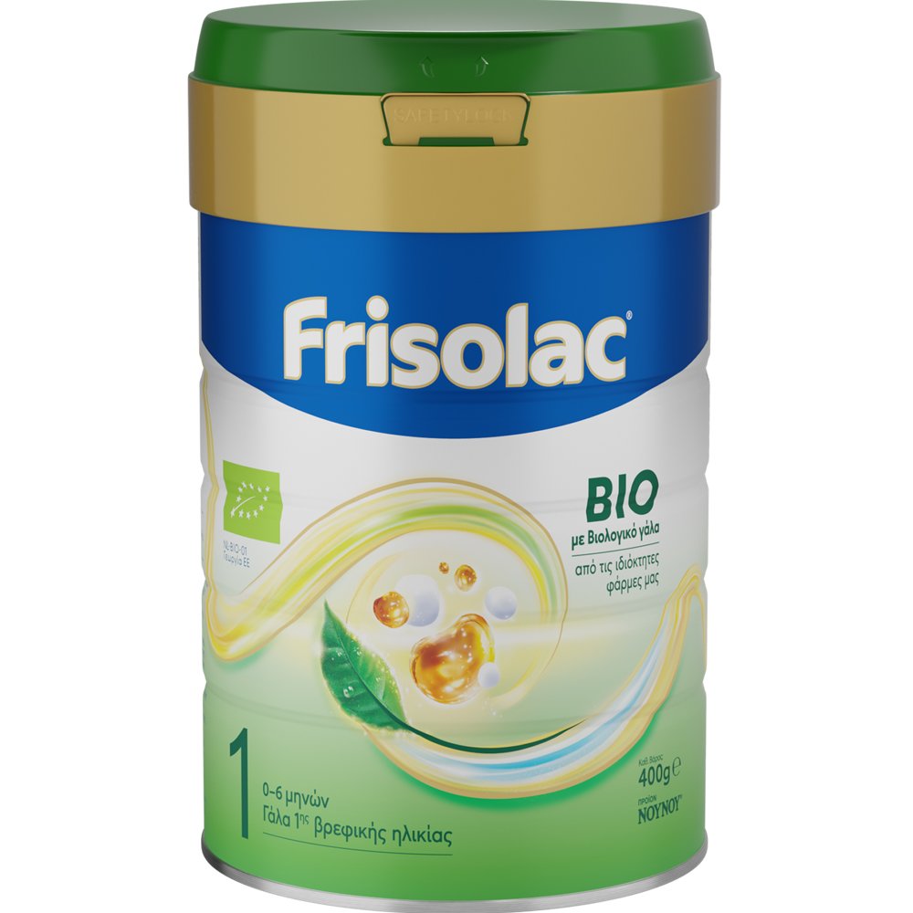 Nounou Frisolac Bio 1, 0-6m Βιολογικό Γάλα σε Σκόνη 1ης Βρεφικής Ηλικίας με Ολιγοσγχαρίτες από τη Γέννηση έως τον 6° Μήνα 400g