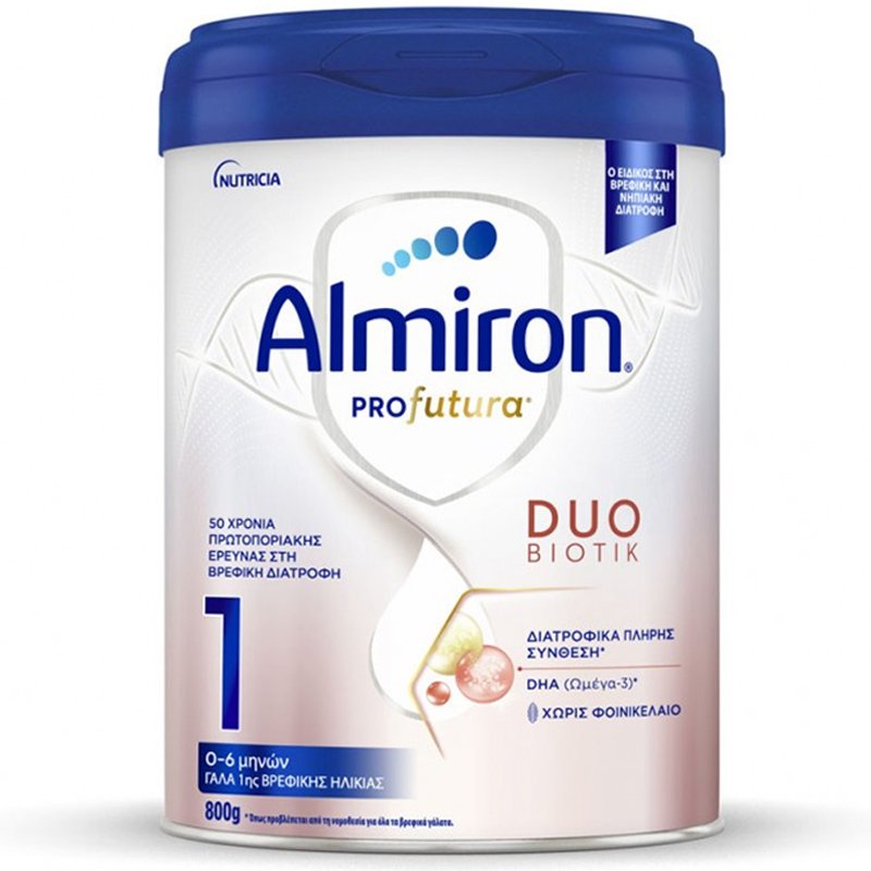 Nutricia Almiron Profutura Duo Biotic 1 Γάλα 1ης Βρεφικής Ηλικίας για Υγιή, Τελειόμηνα Βρέφη Από 0-6 Μηνών Χωρίς Φοινικέλαιο 800g