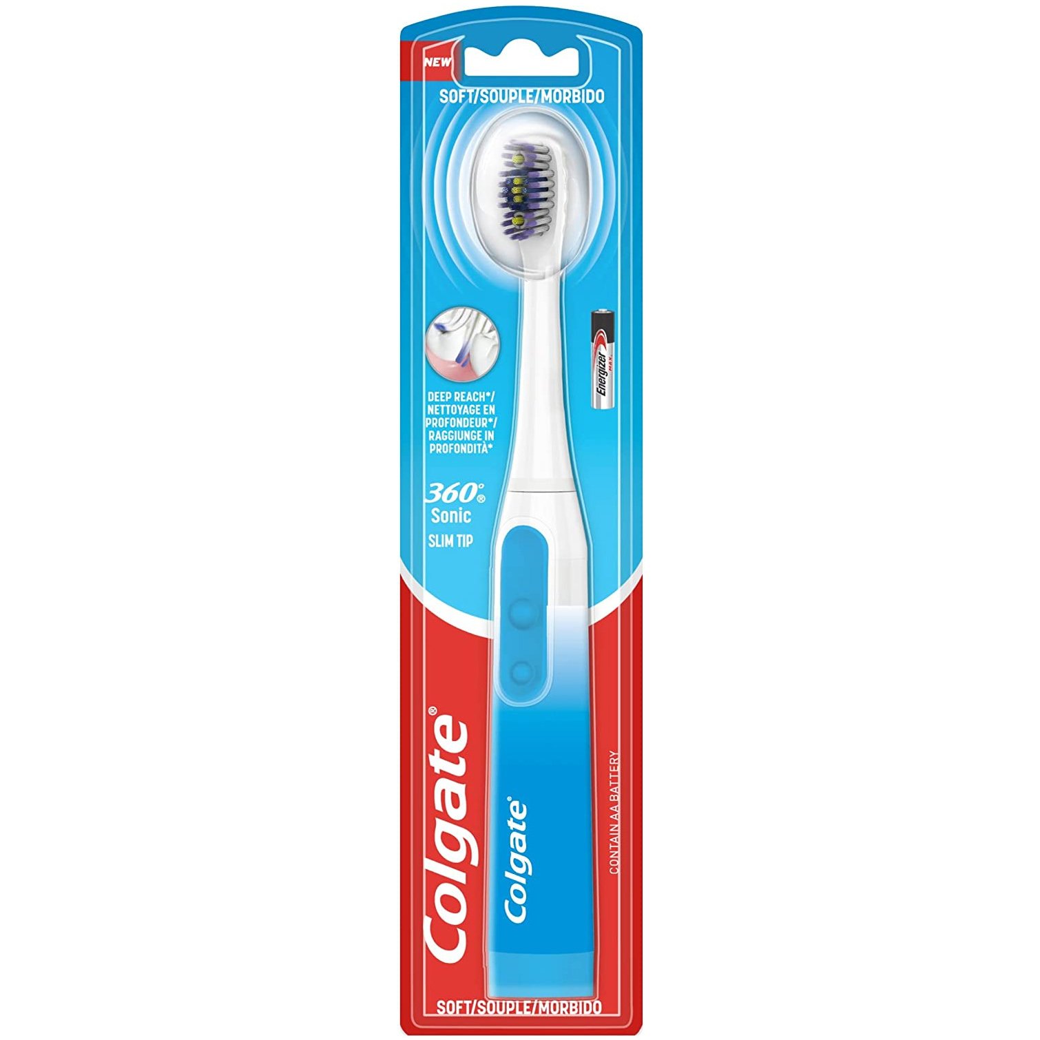 Colgate Colgate 360 Sonic Slim Tip Soft Ηλεκτρική Οδοντόβουρτσα Μπαταρίας με Λεπτούς Θυσάνους για Βαθύ Καθαρισμό 1 Τεμάχιο