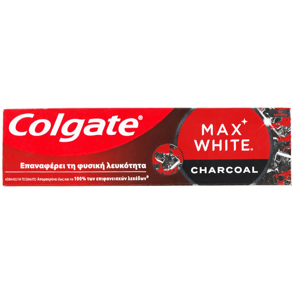 Colgate Max White Charcoal Toothpaste 1450ppm Λευκαντική Φθοριούχος Οδοντόκρεμα με Ενεργό Άνθρακα 75ml