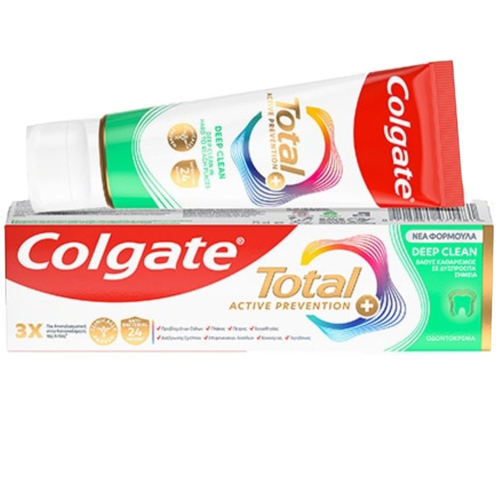 Colgate Colgate Total Active Prevention Deep Clean Οδοντόκρεμα για Βαθύ Καθαρισμό σε Δυσπρόσιτα Σημεία 75ml