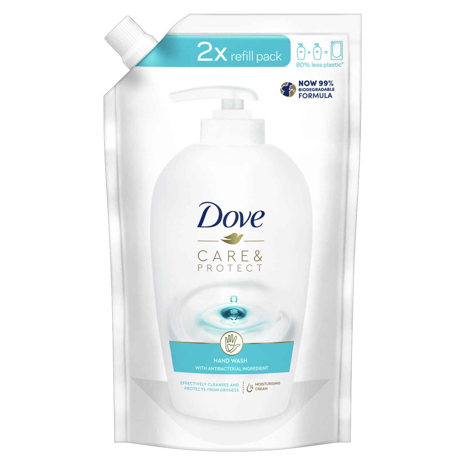Dove Care & Protect Hand Wash Refill Ενυδατικό Υγρό Σαπούνι Χεριών με Αντιβακτηριακό Συστατικό, Ανταλλακτικό 500ml