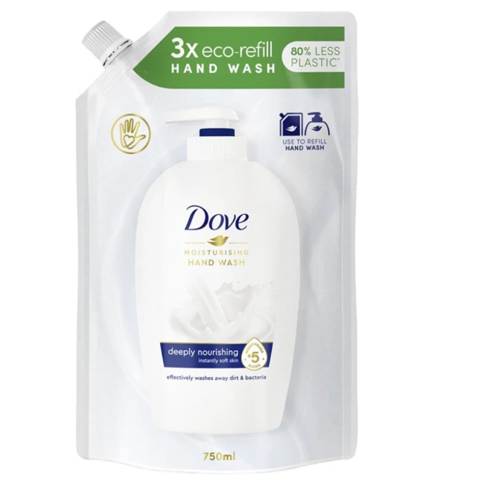 Dove Deeply Nourishing Instantly Soft Skin Moisturising Hand Wash Υγρό Κρεμοσάπουνο Ανταλλακτικό σε Σακουλάκι για Άμεση Ενυδάτωση & Προστασία  - 750ml Refill
