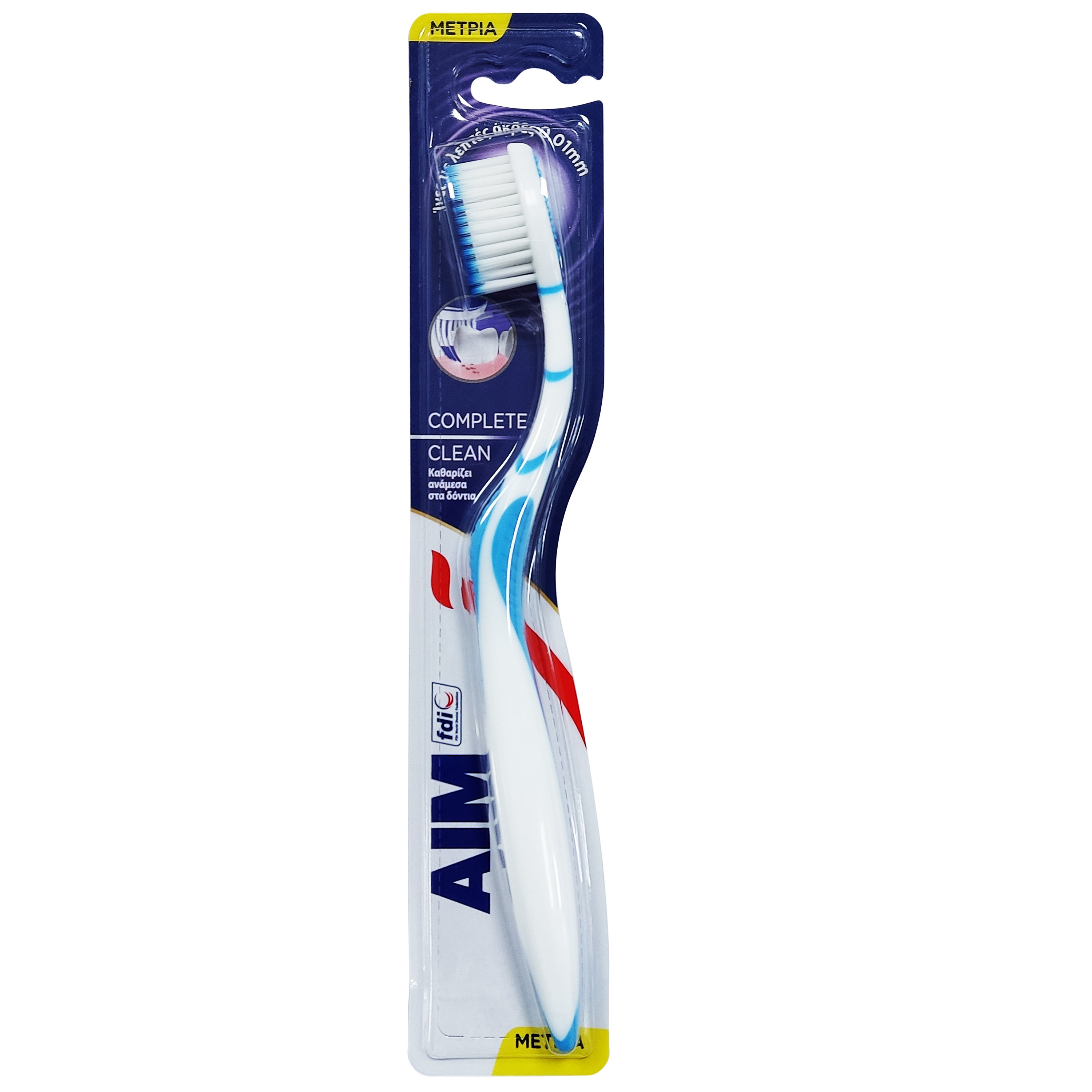 Aim Complete Clean Medium Toothbrush Οδοντόβουρτσα με Λεπτές Άκρες στις Ίνες για Βαθύτερο Καθαρισμό 1 Τεμάχια