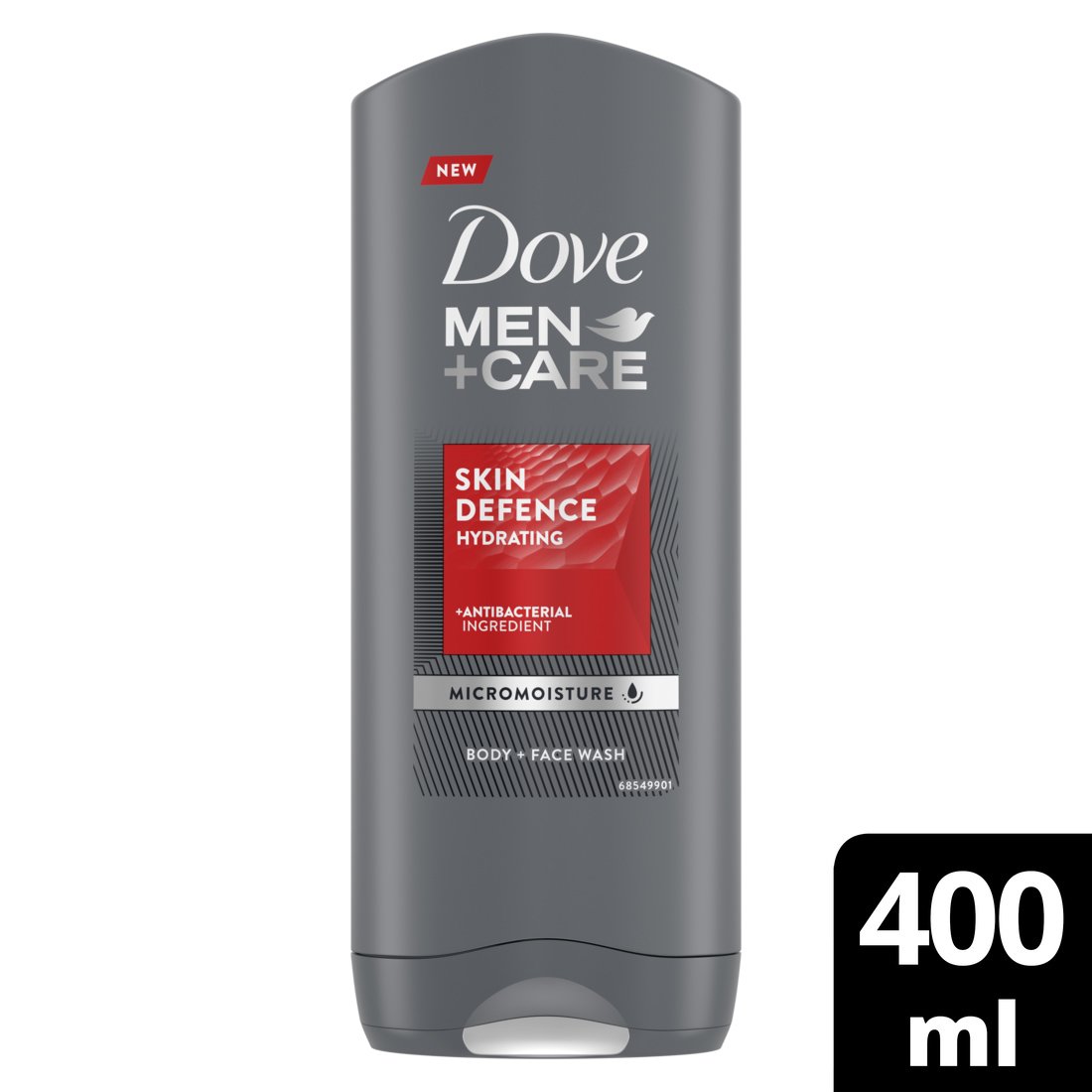 Dove Men & Care Skin Defence Hydrating Shower Ανδρικό Αφρόλουτρο με Αντιβακτηριδιακό Συστατικό Ιδανικό για Σώμα & Πρόσωπο 400ml