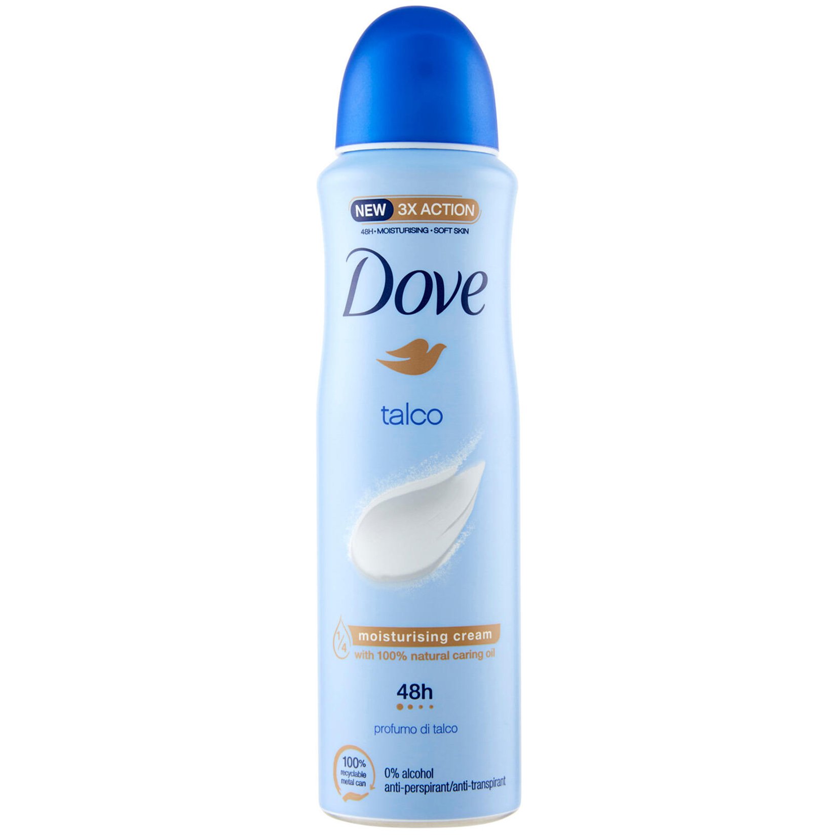 Dove Deo Spray Talco 48h Αποσμητικό 48ωρης Αντιιδρωτικής Προστασίας με Ευχάριστο Άρωμα Πούδρας 150ml