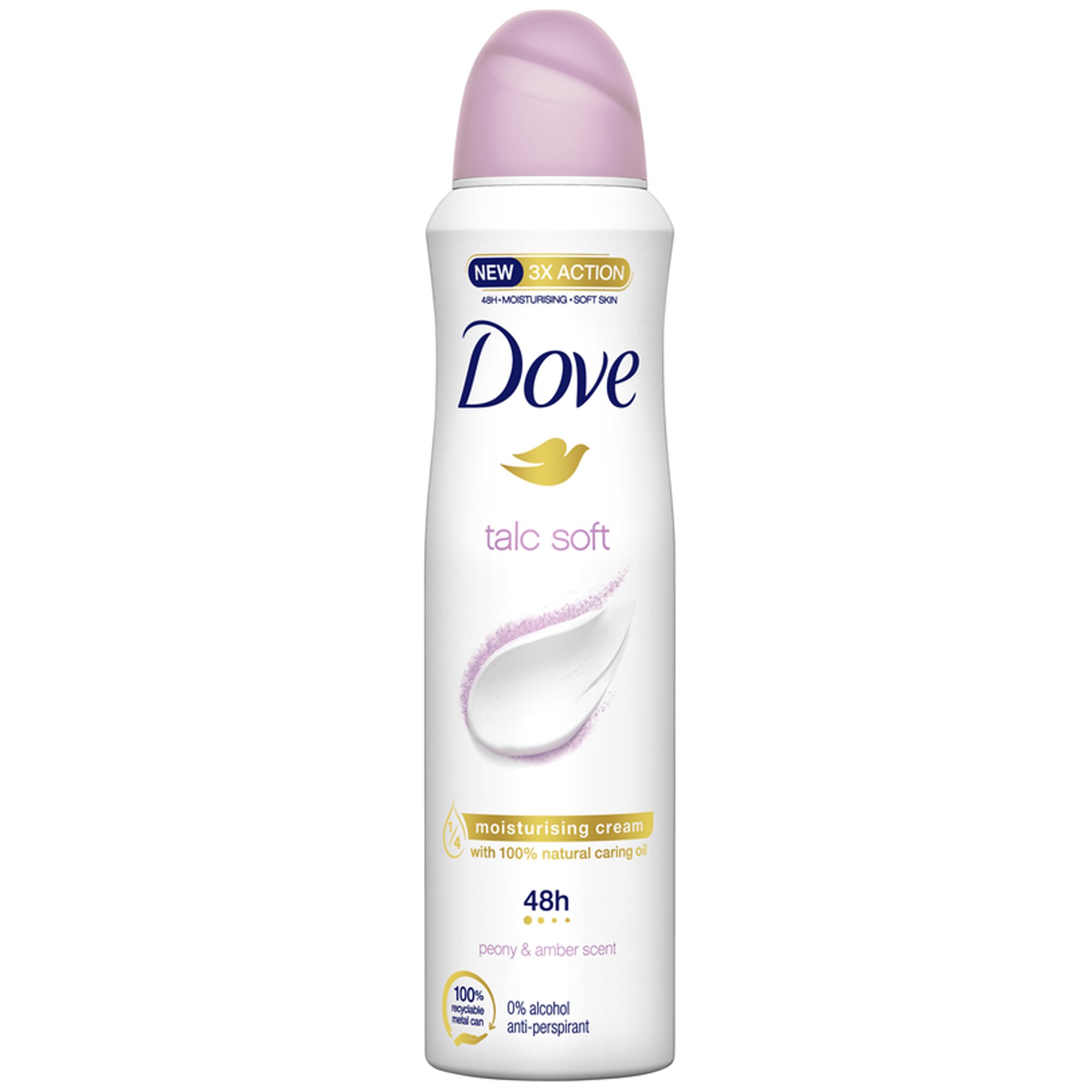 Dove Deo 48h Spray Talc Soft with Peony & Amber Scent Αποσμητικό 48ωρης Αντιιδρωτικής Προστασίας με Άρωμα Παιώνιας & Κεχριμπαριού 150ml