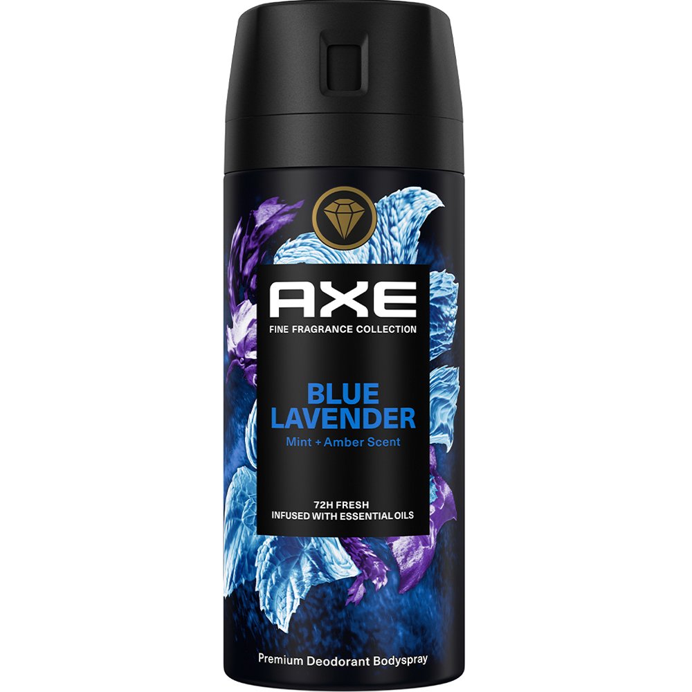 Axe Blue Lavender 72h Anti-Perspirant Spray Ανδρικό Αποσμητικό Spray για 72ωρη Προστασία με Αιθέρια Έλαια & Άρωμα Λεβάντα, Μέντα & Κεχριμπάρι 150ml