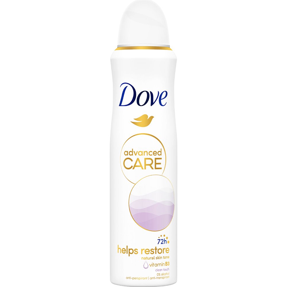 Dove Advanced Care Clean Touch 72h Anti-Perspirant Spray Γυναικείο Αποσμητικό Spray για 72ωρη Προστασία από τον Ιδρώτα με Βιταμίνη Β3 που Βοηθά να Επανέλθει ο Φυσικός Τόνος της Επιδερμίδας με Άρωμα Λουλουδιών 150ml