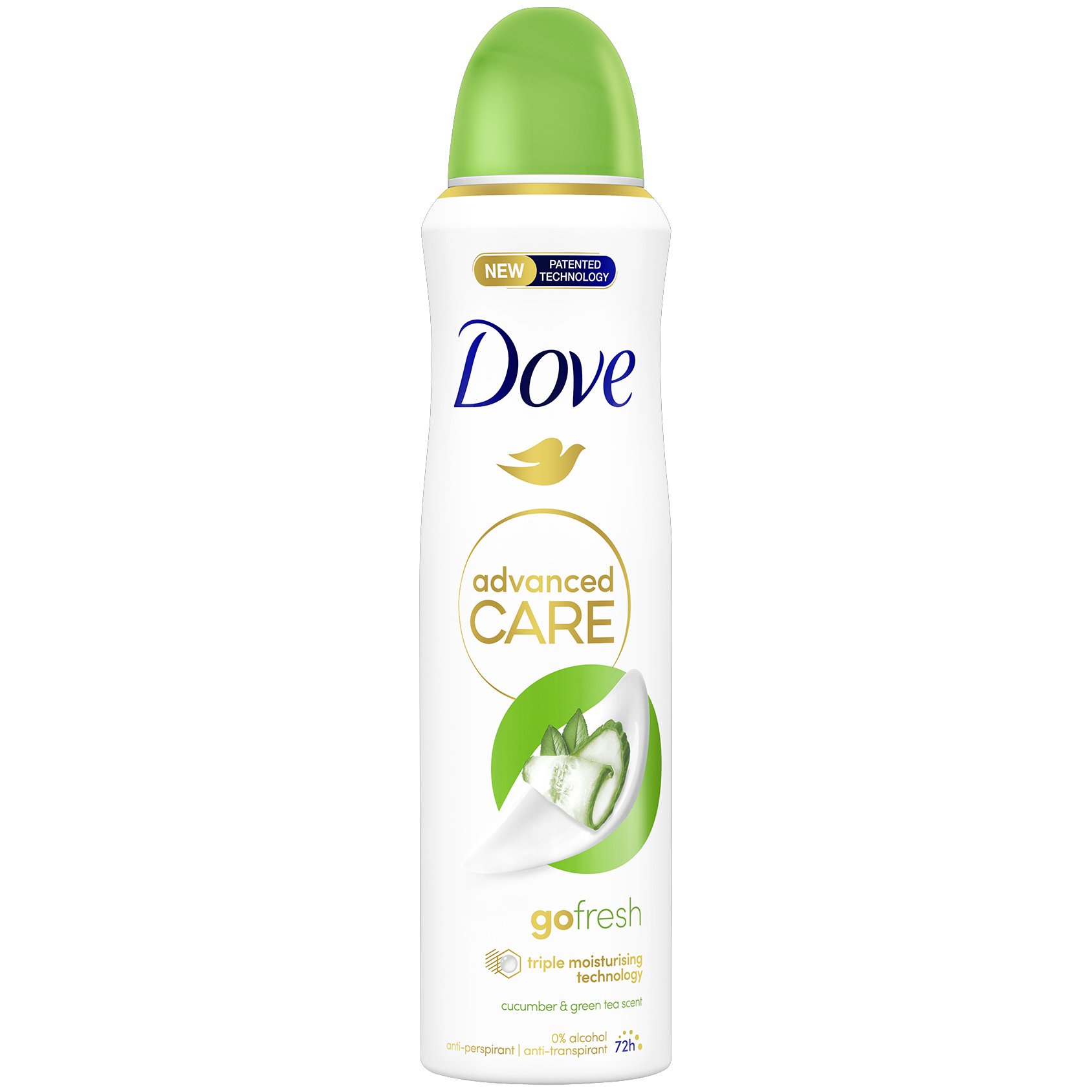 Dove Advanced Care 72h Cucumber & Green Tea Αποσμητικό 72ωρης Αντιιδρωτικής Προστασίας με Αγγούρι & Πράσινο Τσάι 150ml