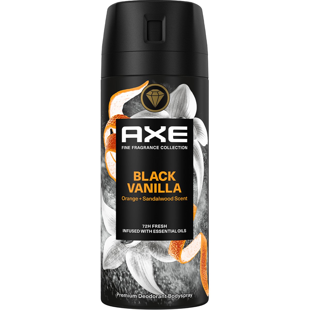 Axe Black Vanilla 72h Anti-Perspirant Spray Ανδρικό Αποσμητικό Spray για 72ωρη Προστασία με Αιθέρια Έλαια & Άρωμα Πορτοκάλι – Σανδαλόξυλο 150ml