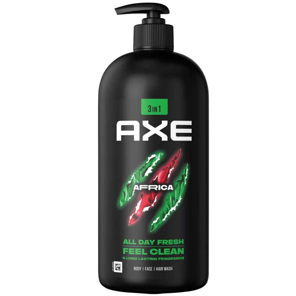 Axe Africa 3 in 1 Body - Face - Hair Wash XXL Σαμπουάν - Αφρόλουτρο με Εξωτικό Άρωμα από Αφρικανικά Μπαχαρικά, με Αντλία 900ml