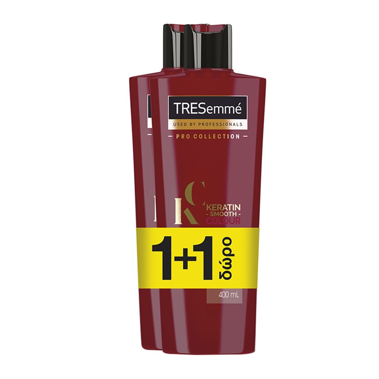 TRESemme Promo Keratin Smooth Colour Shampoo Σαμπουάν Προστασίας Χρώματος με Κερατίνη για Λάμψη στα Βαμμένα Μαλλιά 2x400ml