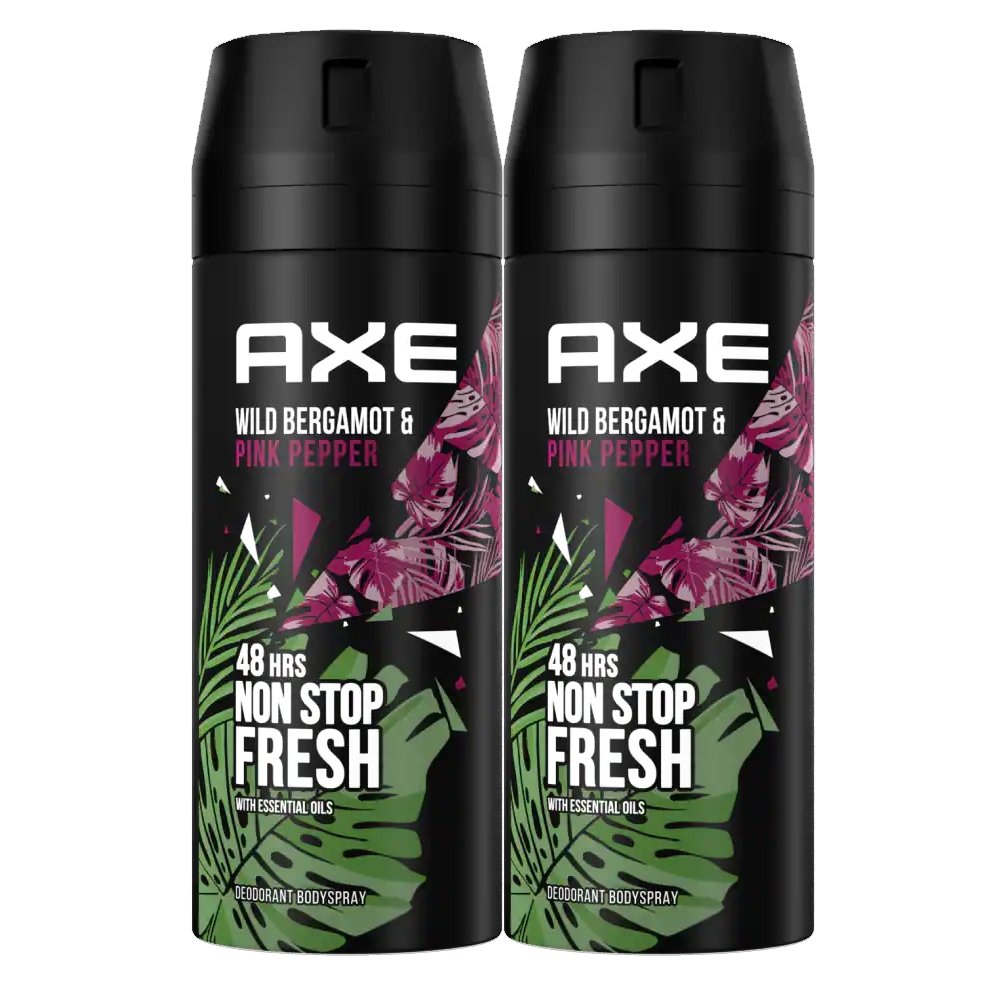 Axe Πακέτο Προσφοράς Wild Bergamot & Pink Pepper Non Stop Fresh 48h Deo Body Spray Αποσμητικό με Εξωτικό Άρωμα 2x150ml