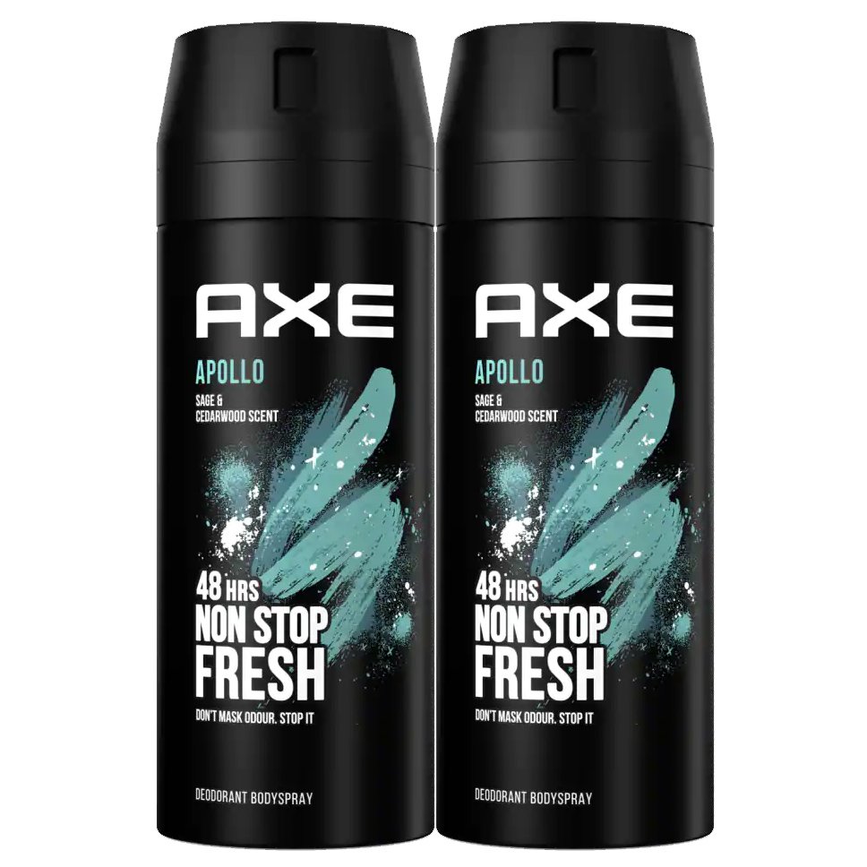 Axe Πακέτο Προσφοράς Apollo 48h Non Stop Fresh Body Spray Αποσμητικό για Δροσερό Άρωμα 2x150ml