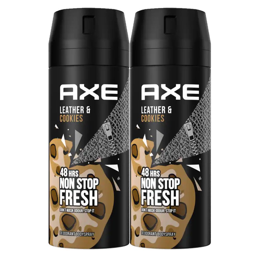 Axe Πακέτο Προσφοράς Leather & Cookies 48h Non Stop Fresh Body Spray Αποσμητικό με Γλυκό Άρωμα Μπισκότου 2x150ml