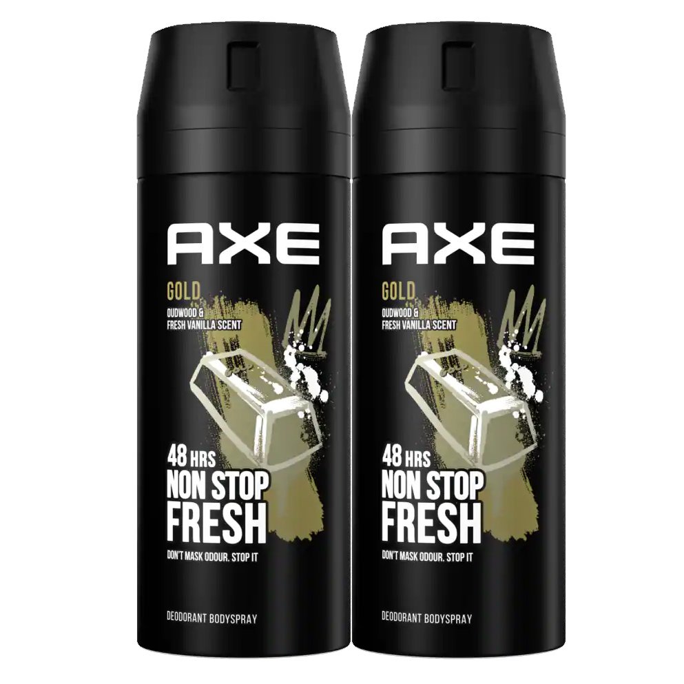 Axe Πακέτο Προσφοράς Gold 48h Non Stop Fresh Deo Body Spray Αποσμητικό 48ωρης Φρεσκάδας με Σαγηνευτικό Άρωμα 2x150ml