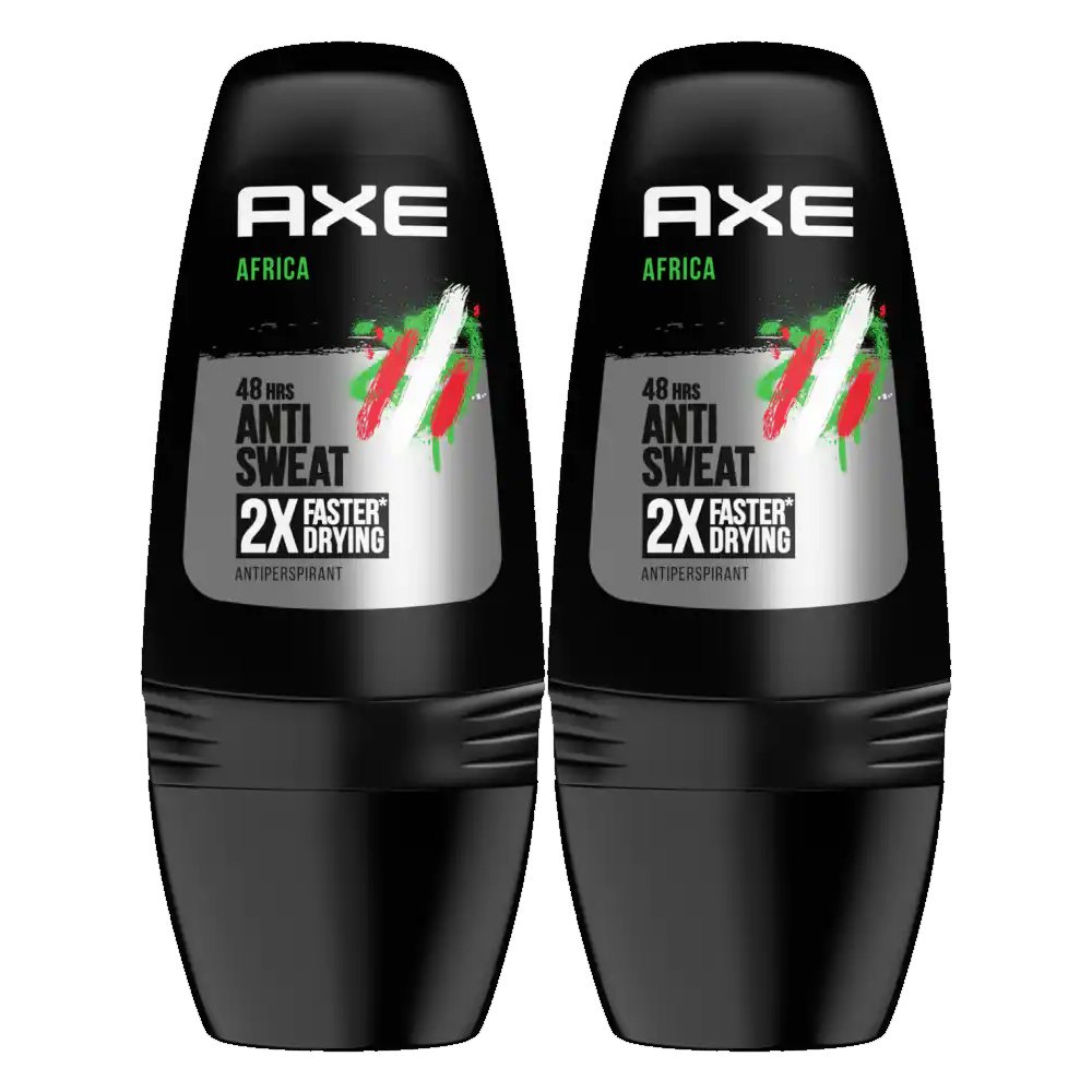 Axe Πακέτο Προσφοράς Africa 48h Anti Sweat Roll on Antiperspirant Αποσμητικό Αντιιδρωτικό με Ανατολίτικο, Αρρενωπό Άρωμα 2x50ml