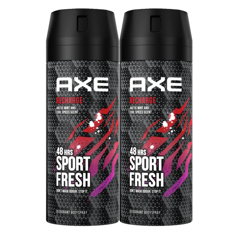Axe Πακέτο Προσφοράς Recharge 48h Sports Fresh Deo Body Spray Αναζωογονητικό Αποσμητικό για Φρεσκάδα & Ενέργεια Όλη Μέρα 2x150ml