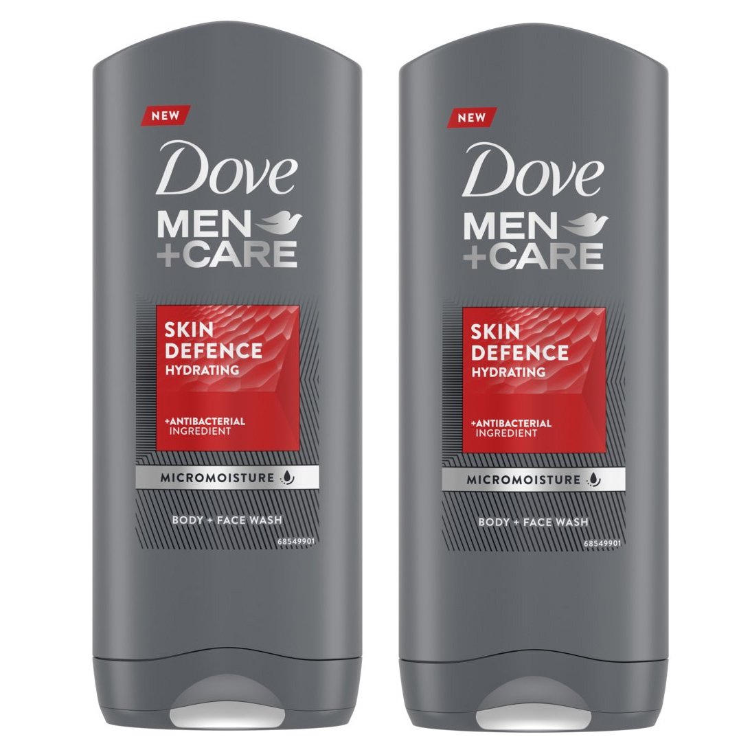 Dove Πακέτο Προσφοράς Men & Care Skin Defence Hydrating Shower Ανδρικό Αφρόλουτρο Ιδανικό για Σώμα & Πρόσωπο 2x400ml 1+1 Δώρο