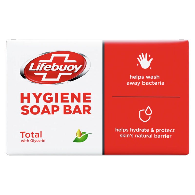 Lifebuoy Total Soap Σαπούνι Υγιεινής που Βοηθά στην Απομάκρυνση των Βακτηρίων από τα Χέρια, Πρακτική Συσκευασία 4x90g 3+1 Δώρο