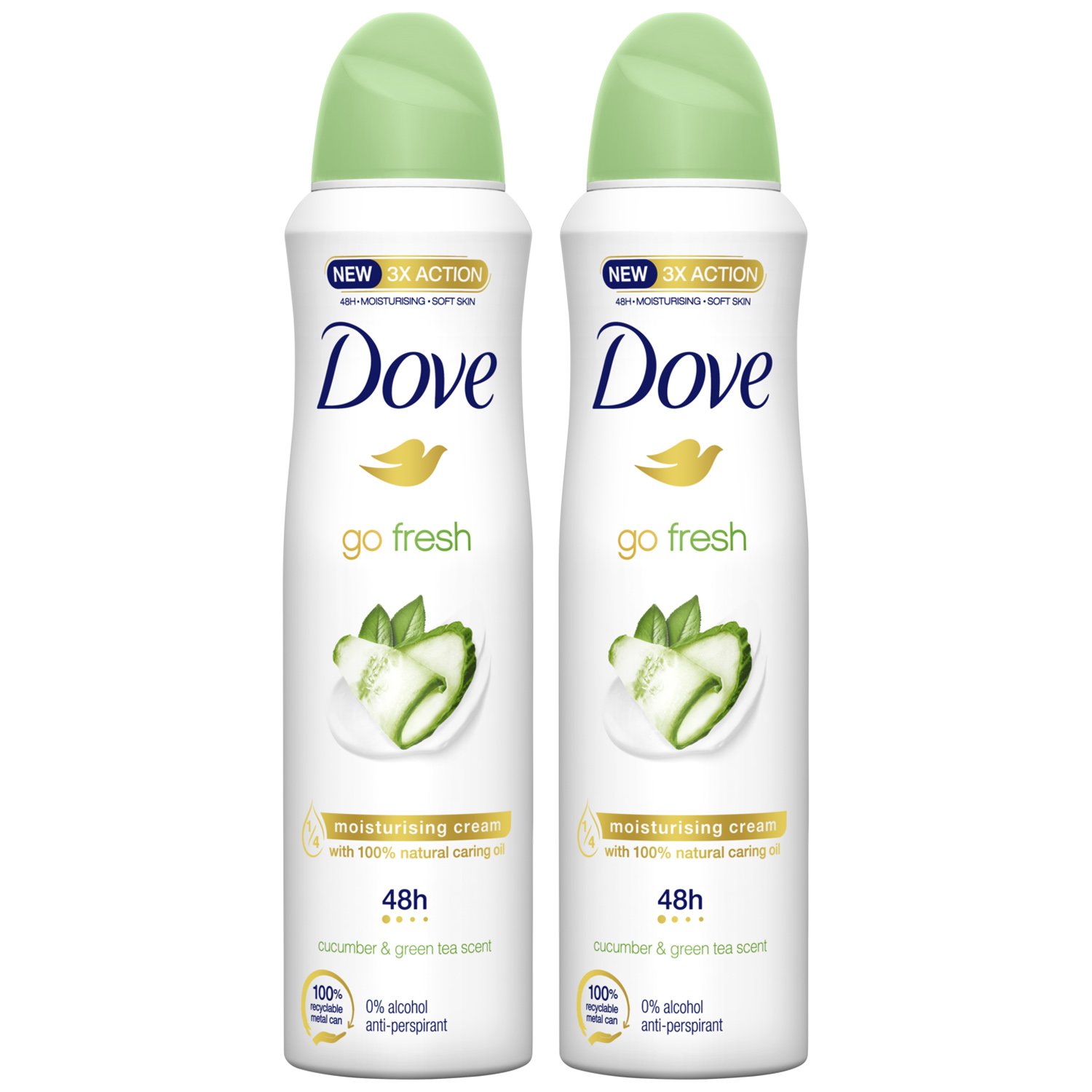 Dove Πακέτο Προσφοράς Go Fresh 48h Anti-Perspirant Spray Cucumber & Green Tea Αποσμητικό Spray 48 Ώρης Aντιιδρωτικής Προστασίας 2x150ml