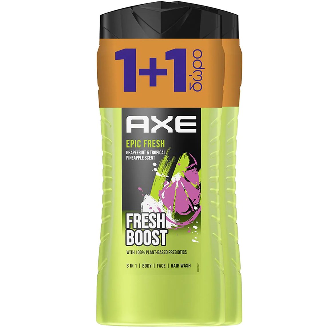 Axe Πακέτο Προσφοράς Epic Fresh Boost Shower Gel for Hair, Face & Body Ανδρικό Αφρόλουτρο για Μαλλιά, Πρόσωπο, Σώμα με Άρωμα Grapefruit & Τροπικό Ανανά 2x400ml