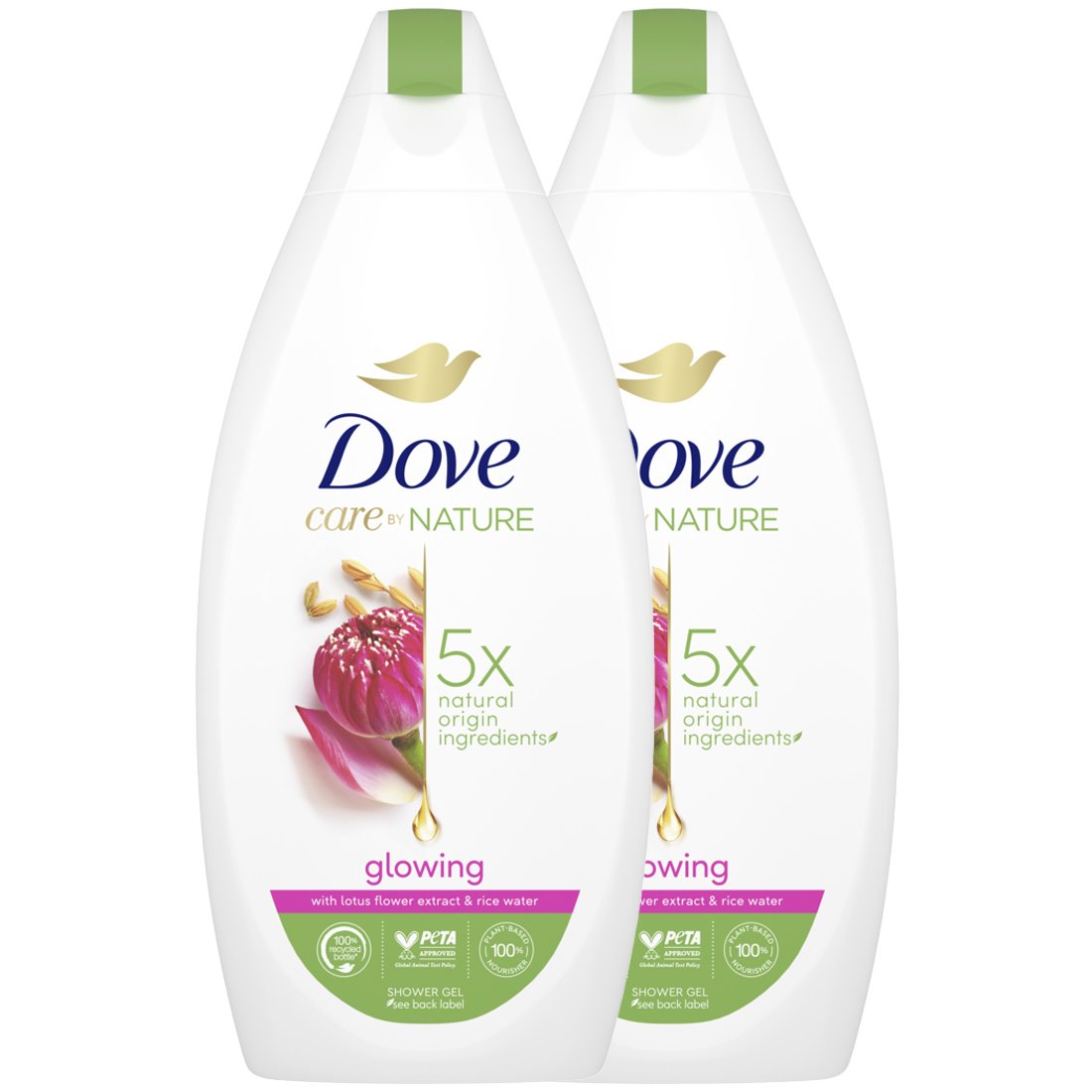 Dove Πακέτο Προσφοράς Care by Nature Glowing Shower Gel Αφρόλουτρο Gel με Εκχύλισμα Λουλουδιών Λωτού 2x400ml