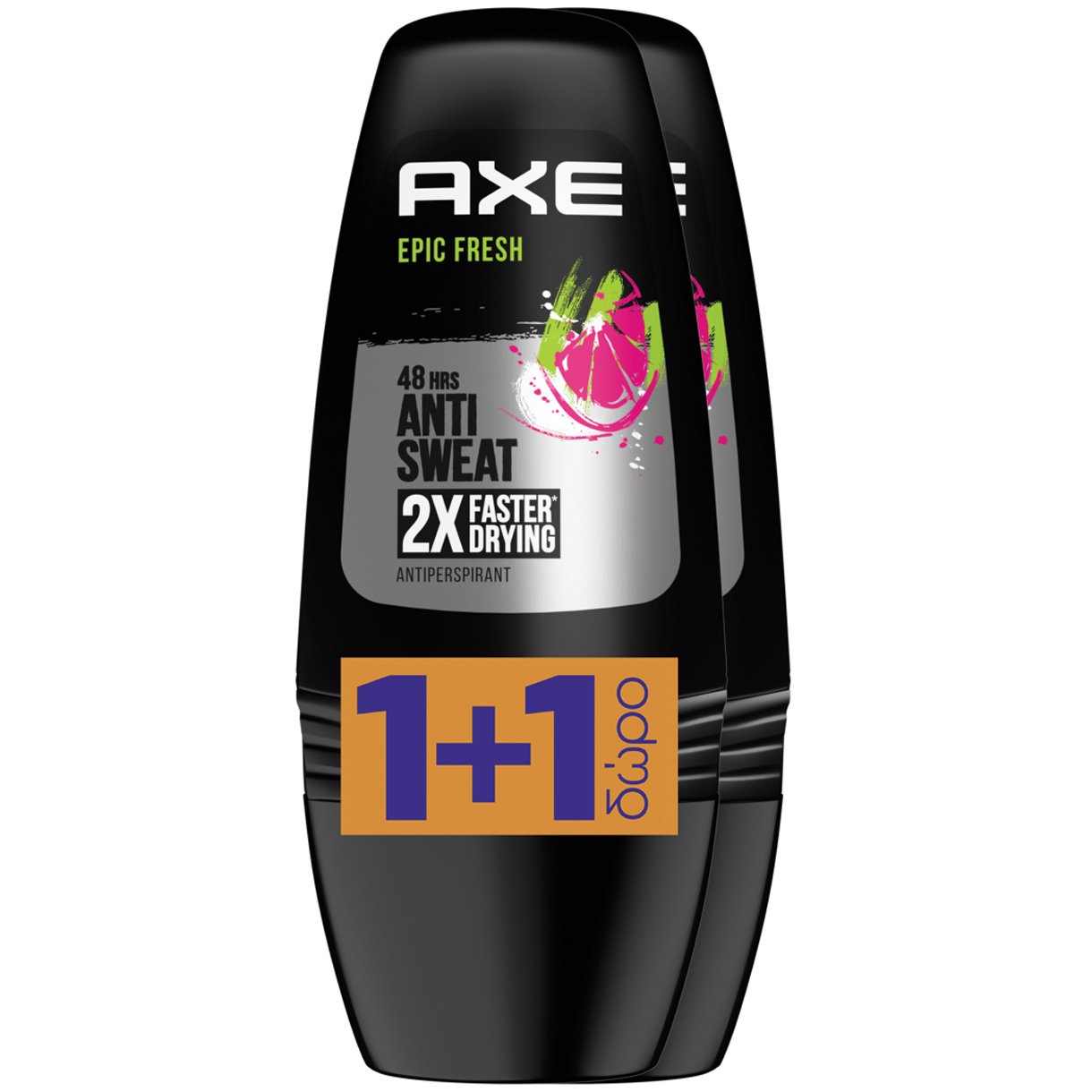 Axe Πακέτο Προσφοράς Epic Fresh 48h Anti Sweat Roll on Ανδρικό Αποσμητικό Roll on 48ωρης Προστασίας με Άρωμα Grapefruit & Γιασεμί 2x50ml