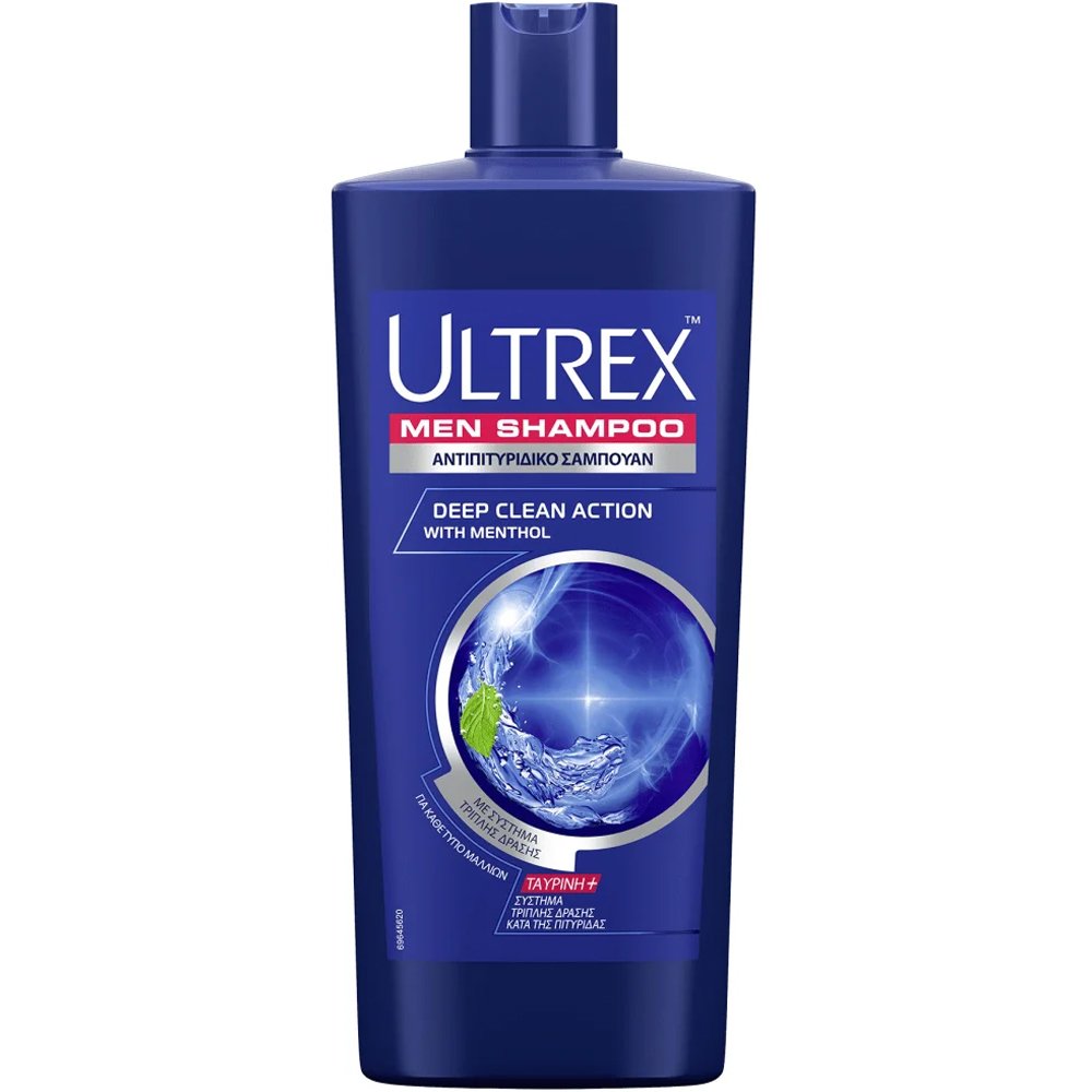 Ultrex Men Shampoo Anti Dandruff Deep Clean Σαμπουάν Κατά της Πιτυρίδας για Βαθύ Καθαρισμό με Εκχύλισμα Μέντας 610ml