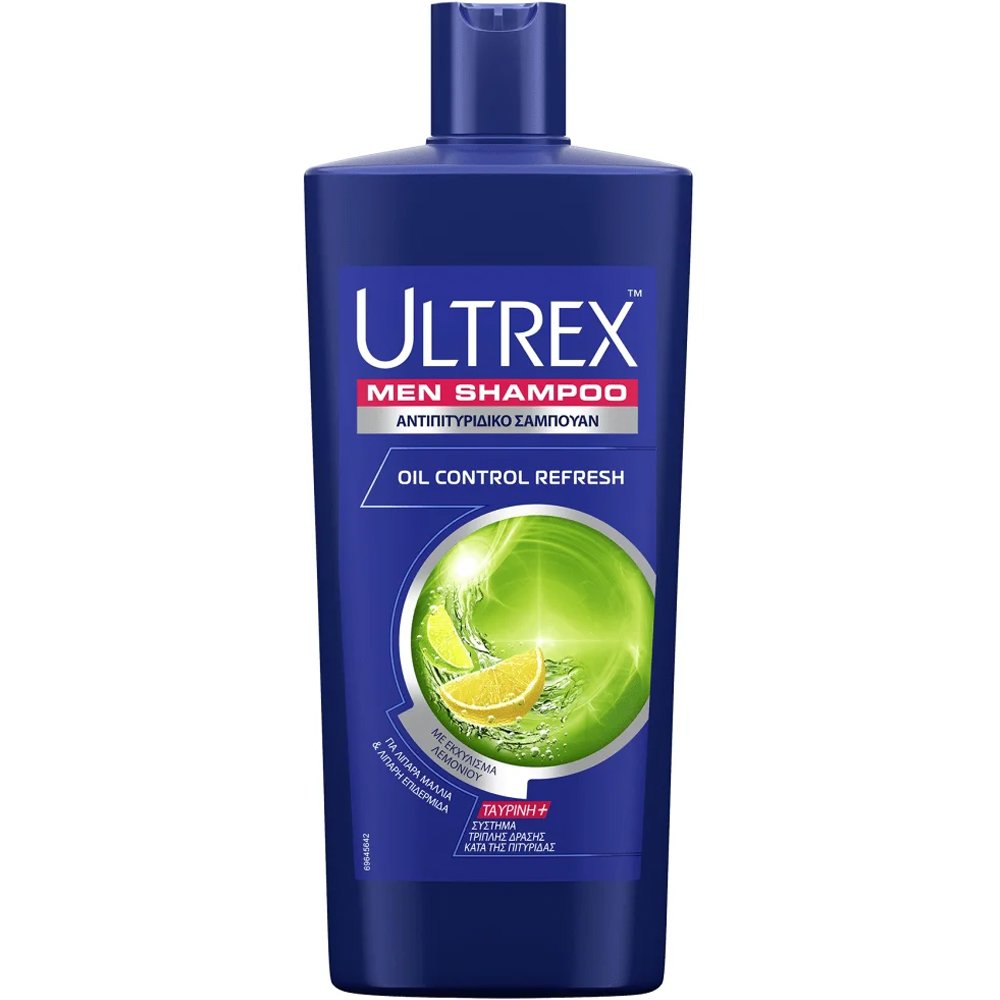 Ultrex Men Shampoo Anti Dandruff Oil Control Σαμπουάν Κατά της Πιτυρίδας για Έλεγχο της Λιπαρότητας του Τριχωτού με Εκχύλισμα Λεμονιού 610ml