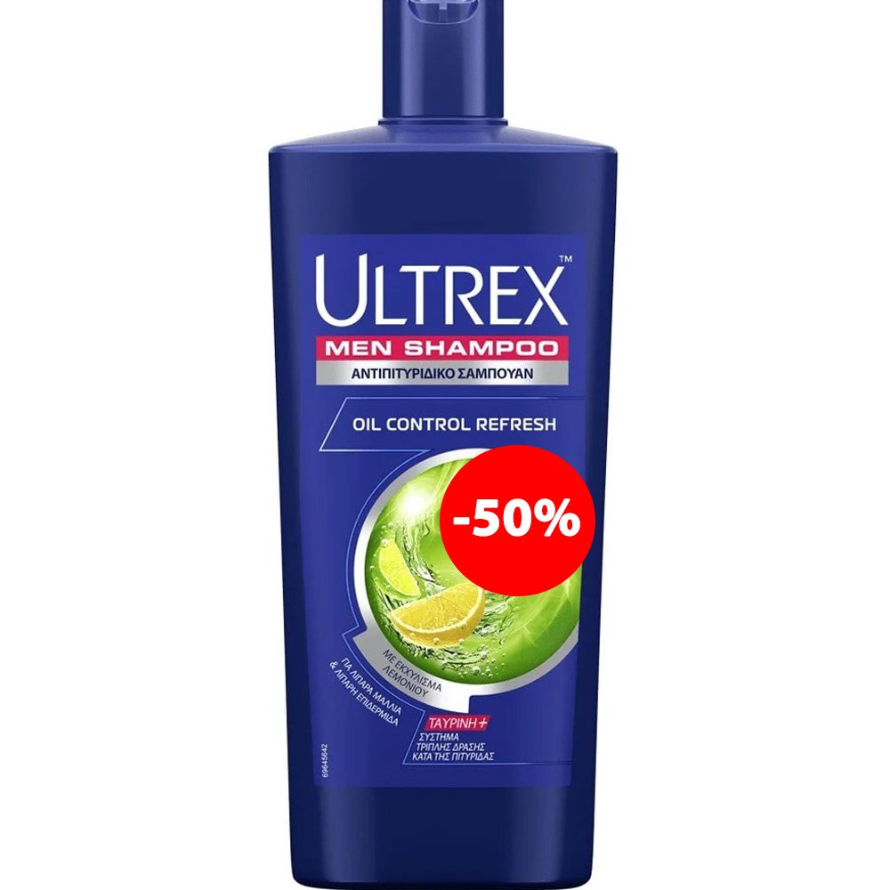 Ultrex Promo Men Shampoo Anti Dandruff Oil Control Σαμπουάν Κατά της Πιτυρίδας για Άνδρες για Έλεγχο της Λιπαρότητας του Τριχωτού με Εκχύλισμα Λεμονιού 610ml
