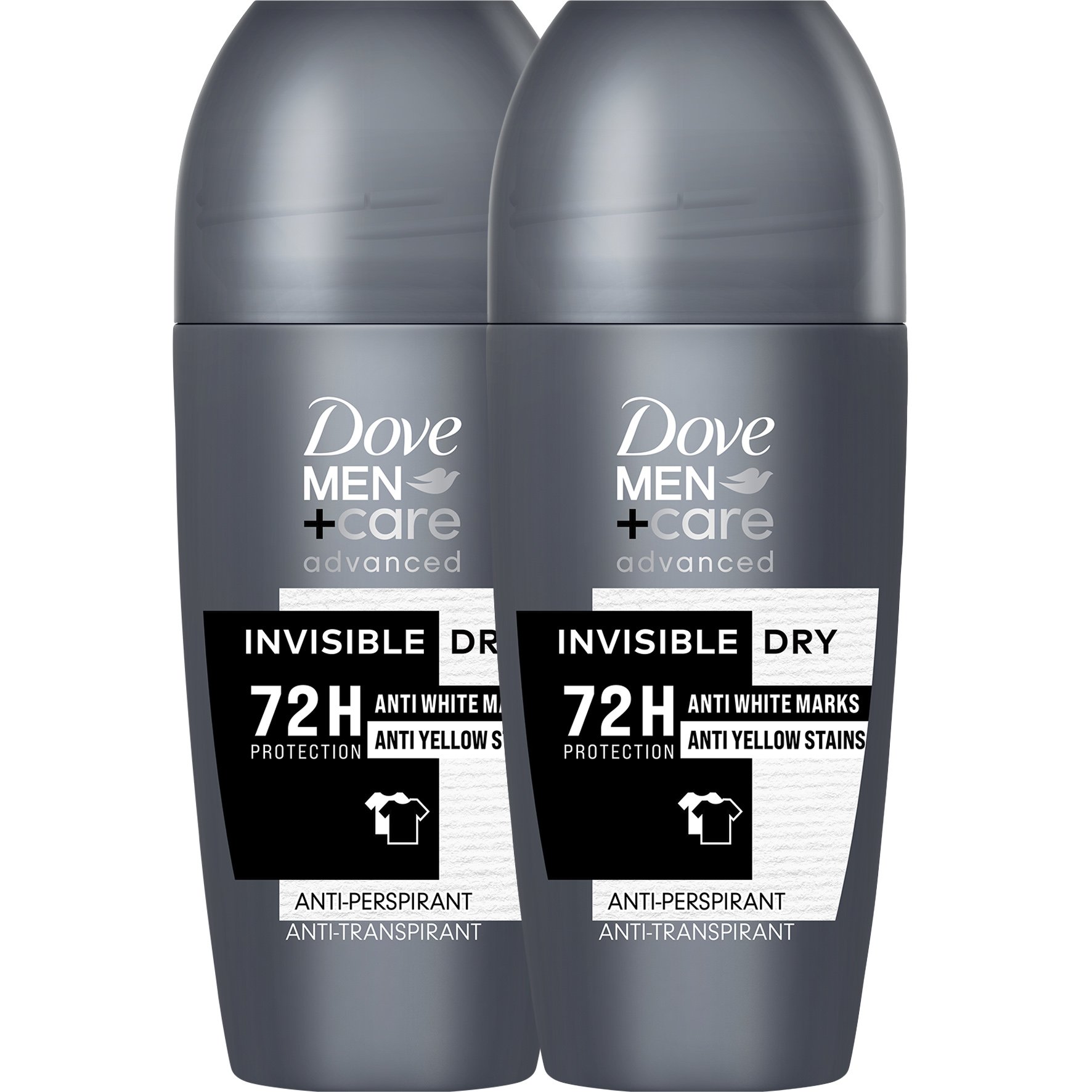 Dove Men & Care Πακέτο Προσφοράς Roll-On Advanced Invisible Dry 72h Protection Ανδρικό Αποσμητικό Roll-On για Δυνατή Προστασία Κατά του Ιδρώτα & των Λευκών Σημαδιών 2x50ml (1+1 Δώρο)