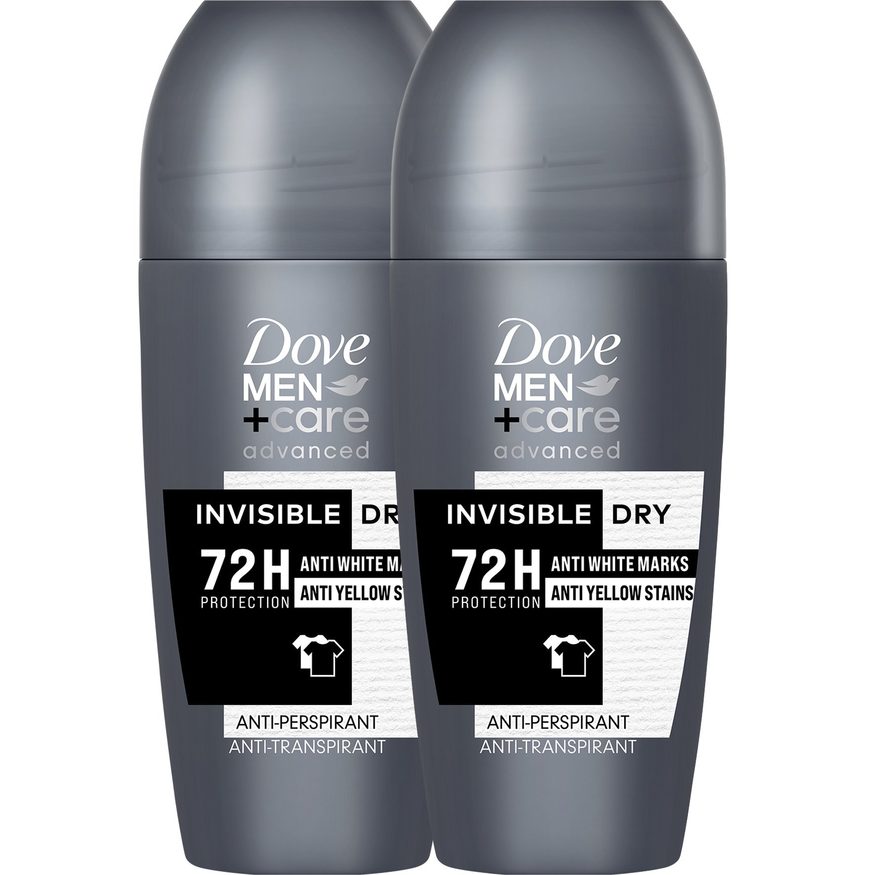Dove Men & Care Πακέτο Προσφοράς Roll-On Advanced Invisible Dry 72h Protection Ανδρικό Αποσμητικό Roll-On για Δυνατή Προστασία Κατά του Ιδρώτα & των Λευκών Σημαδιών 2x50ml (1+1 Δώρο)