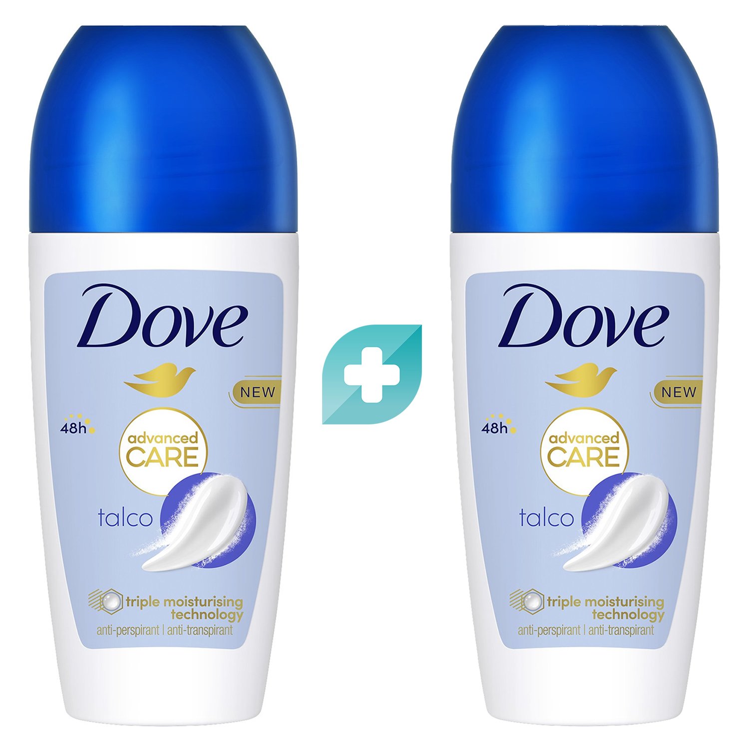 Dove Πακέτο Προσφοράς Advanced Care Roll-On Talco 48h Αποσμητικό Roll-On με Αντιιδρωτική Προστασία & Άρωμα Πούδρας 2x50ml (1+1 Δώρο)