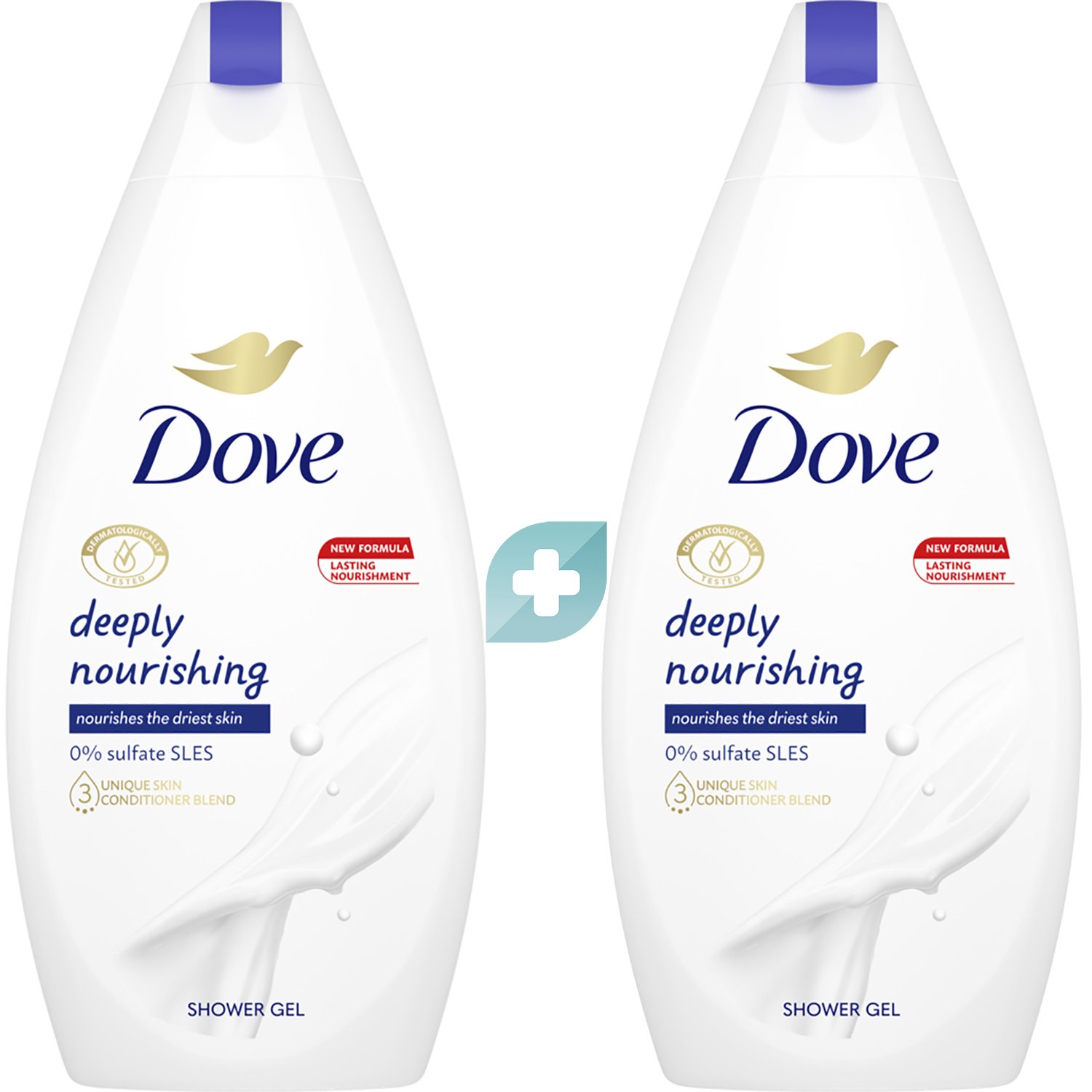 Dove Πακέτο Προσφοράς Deeply Nourishing Shower Gel Ενυδατικό Αφρόλουτρο Εντατικής Θρέψης για πιο Απαλή & Λεία Επιδερμίδα 2x450ml (1+1 Δώρο)