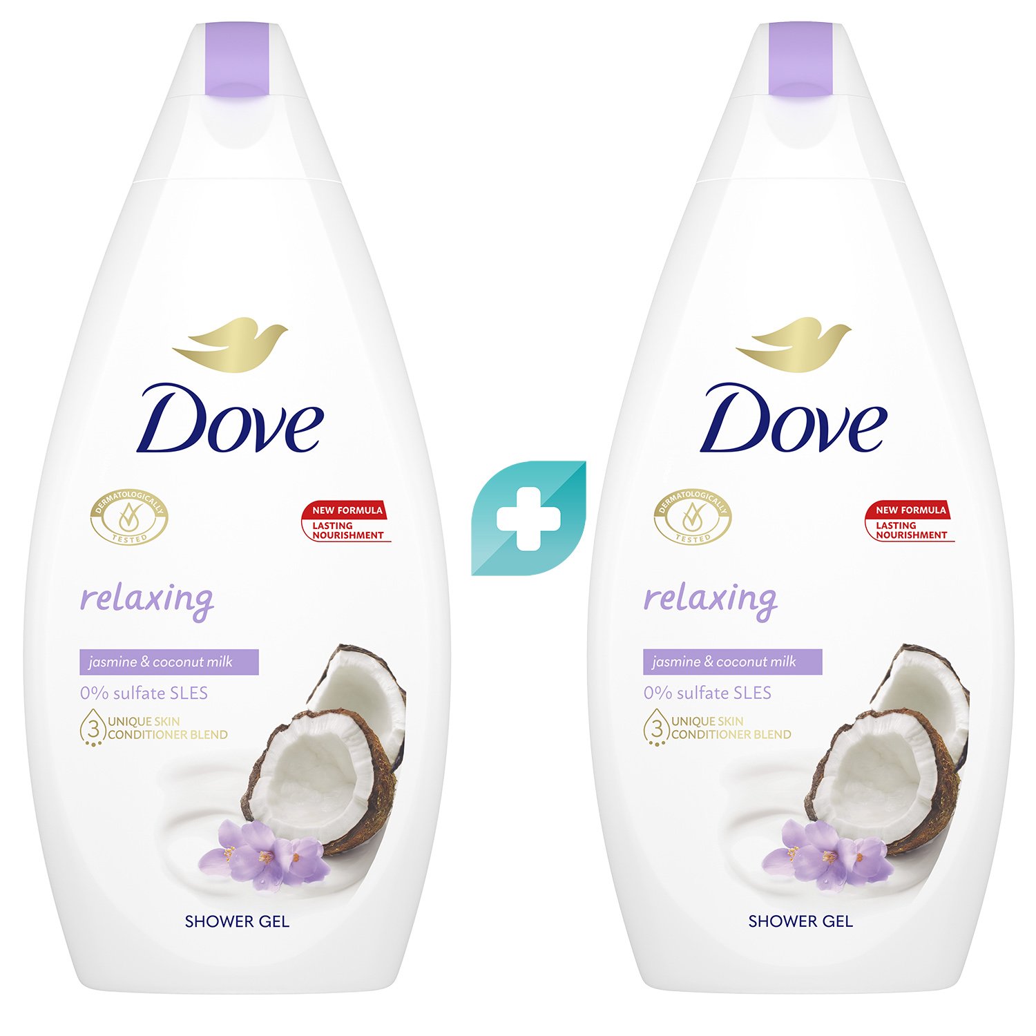 Dove Πακέτο Προσφοράς Relaxing Jasmine & Coconut Shower Gel Χαλαρωτικό Αφρόλουτρο με Άρωμα Γιασεμιού & Καρύδας 2x450ml (1+1 Δώρο)