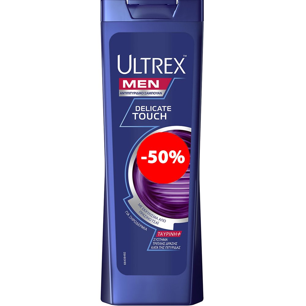 Ultrex Promo Men Delicate Touch Αντιπυτιριδικό Σαμπουάν για Άνδρες με Εκχύλισμα από Πράσινο Τσάι Κατά της Ξηροδερμίας 360ml